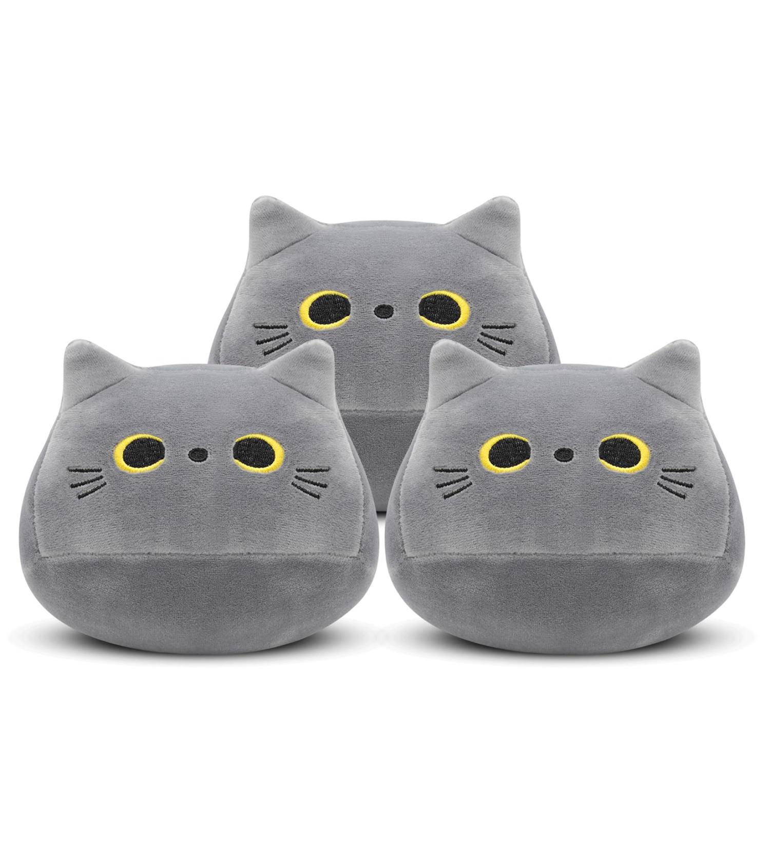Yamepuia 3Pcs Gray Cat Plush Toy Kawaii Cat Stuffed Animal Pillow Cute Mini Cat Plushies Soft Cat Pillows Cat Shape Design Lumbar Back Cushion Decoration 3PCS Grey Cat Plush - Buy Online on GoSupps.com
