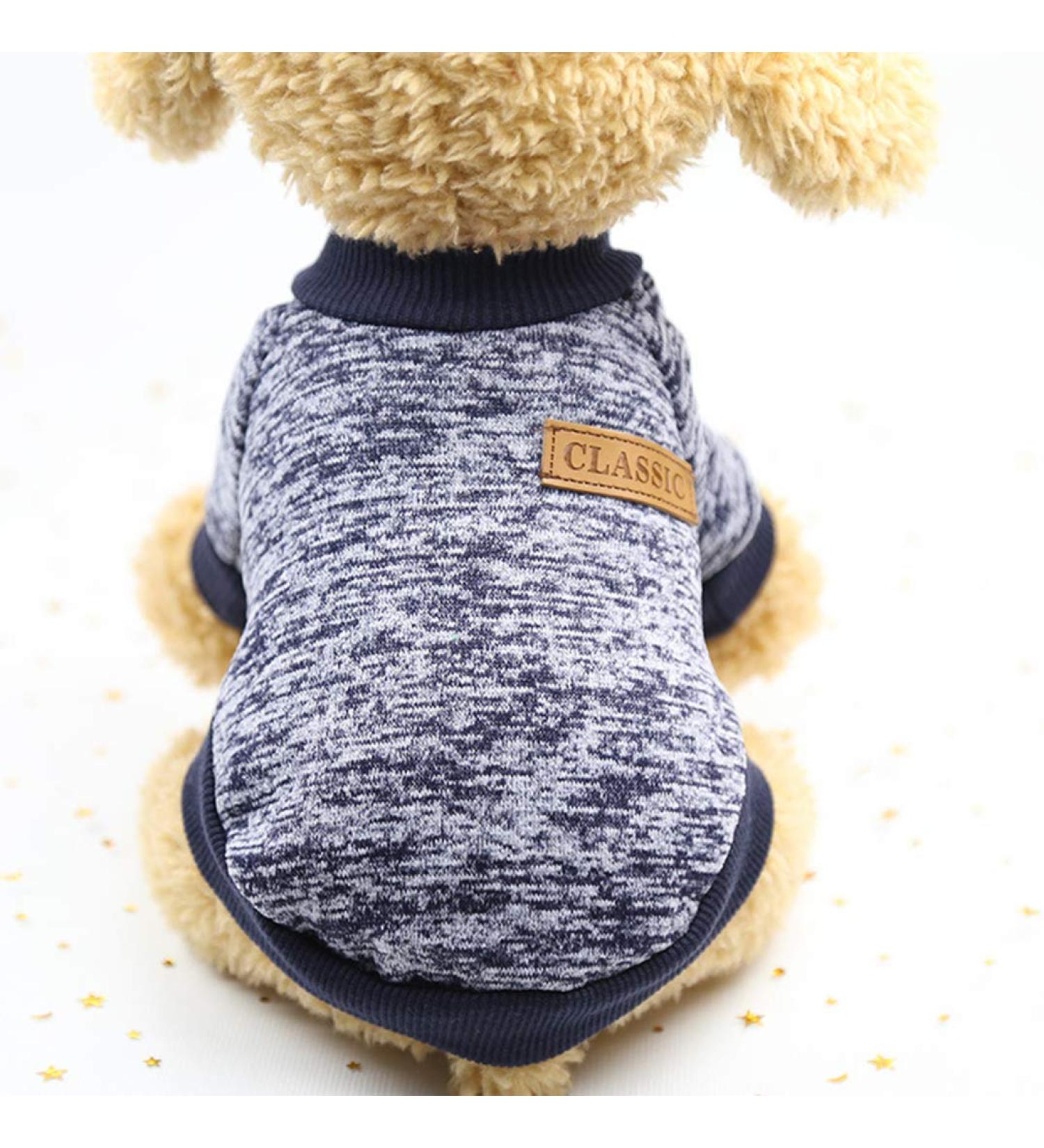 XXL Navy Blue Pet Dog Cat Sweater - Warm Fleece Coat for Puppies & Cats | Cozy Winter Clothes - Buy Online on GoSupps.com