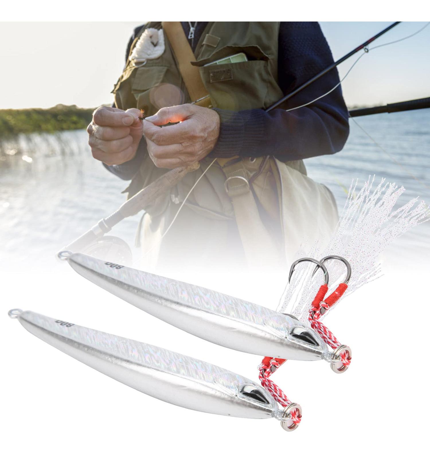 FOLOSAFENAR Imitation Bait Pilk Fish - Fast Diving Fishing Accessories with Double Hooks for Sea & Lake Fishing (Silver) - Buy Online on GoSupps.com