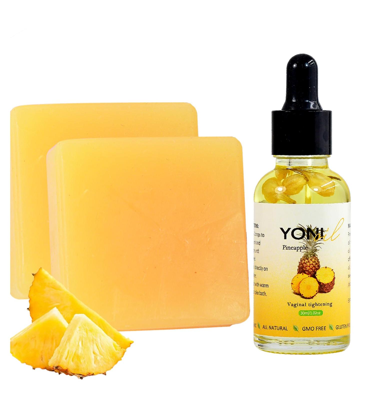 Aromlife Pineapple Kojic Acid Soap Bar & Yoni Oil Set | PH Balanced, Odor Eliminating, Feminine Wash | Natural Ingredients | 2 PCS - Buy Online on GoSupps.com