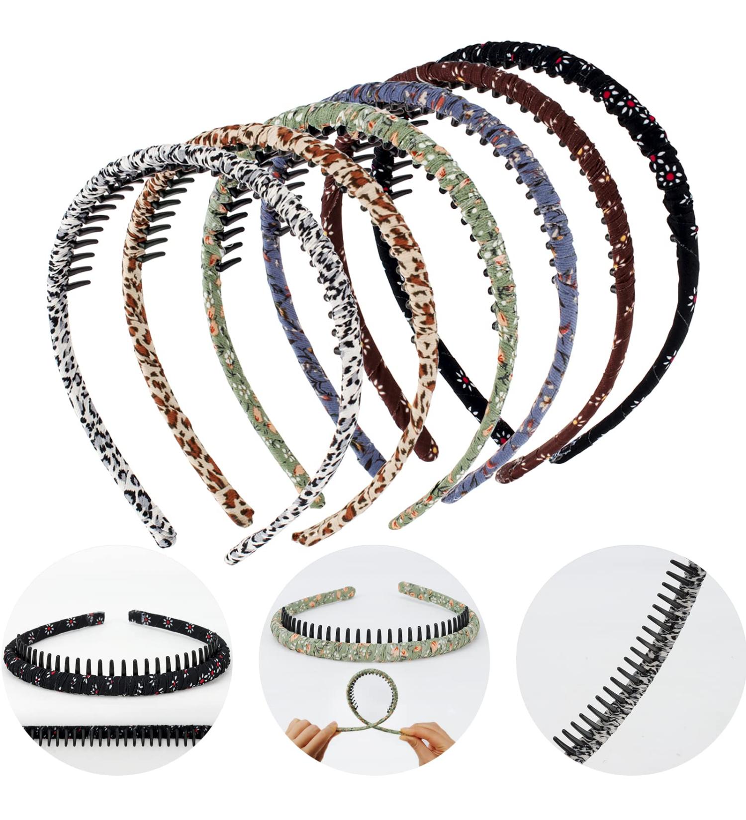 AMCAMI 6-Piece Non-Slip Comb Headbands for Women - Resin Hair Bands Hoop for Makeup and Washing - Hair Accessories for Girls - Buy Online on GoSupps.com