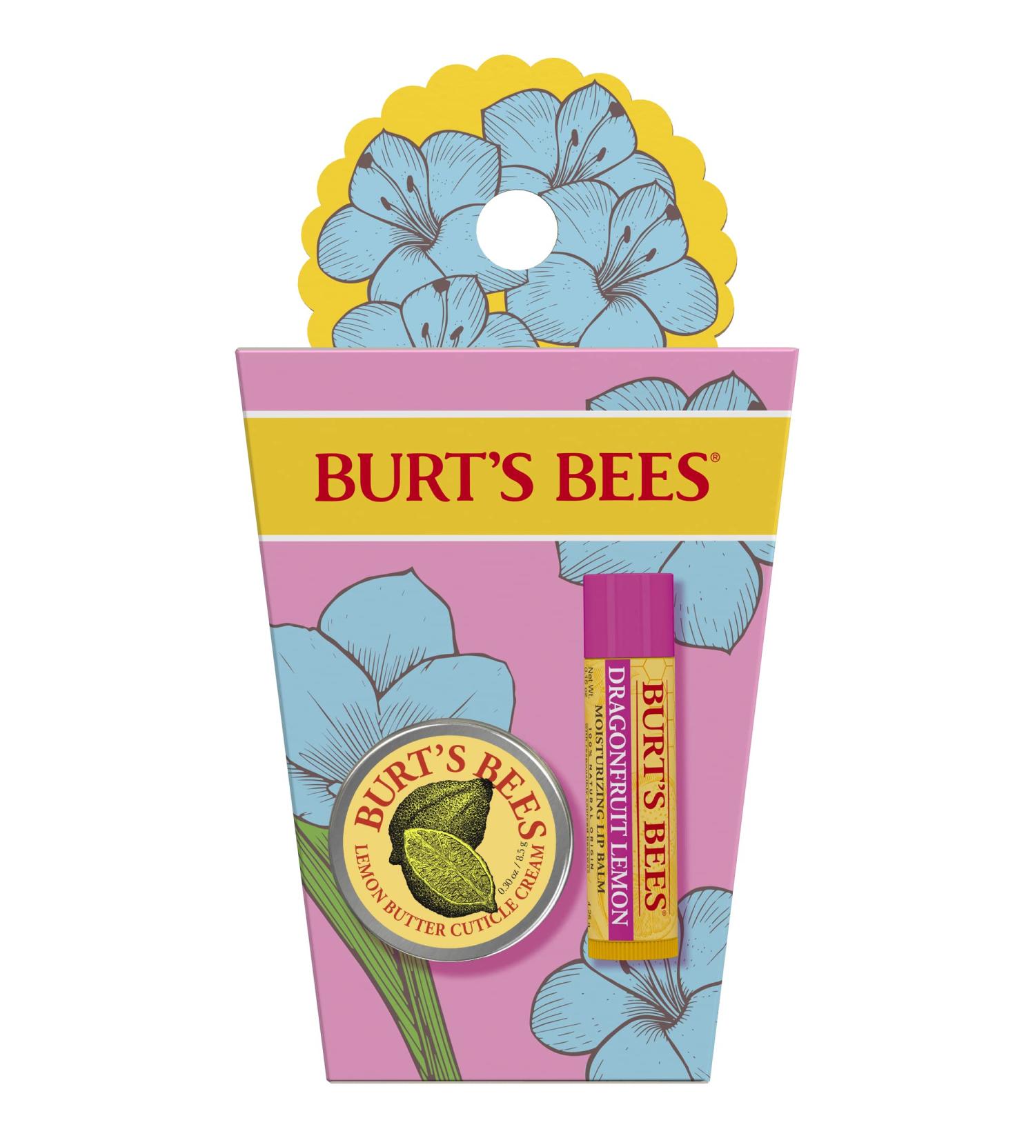 Burt's Bees Spring Surprise Set: Dragonfruit Lemon Lip Balm & Lemon Butter Cuticle Cream - Easter Basket Stuffers for Her - Buy Online on GoSupps.com