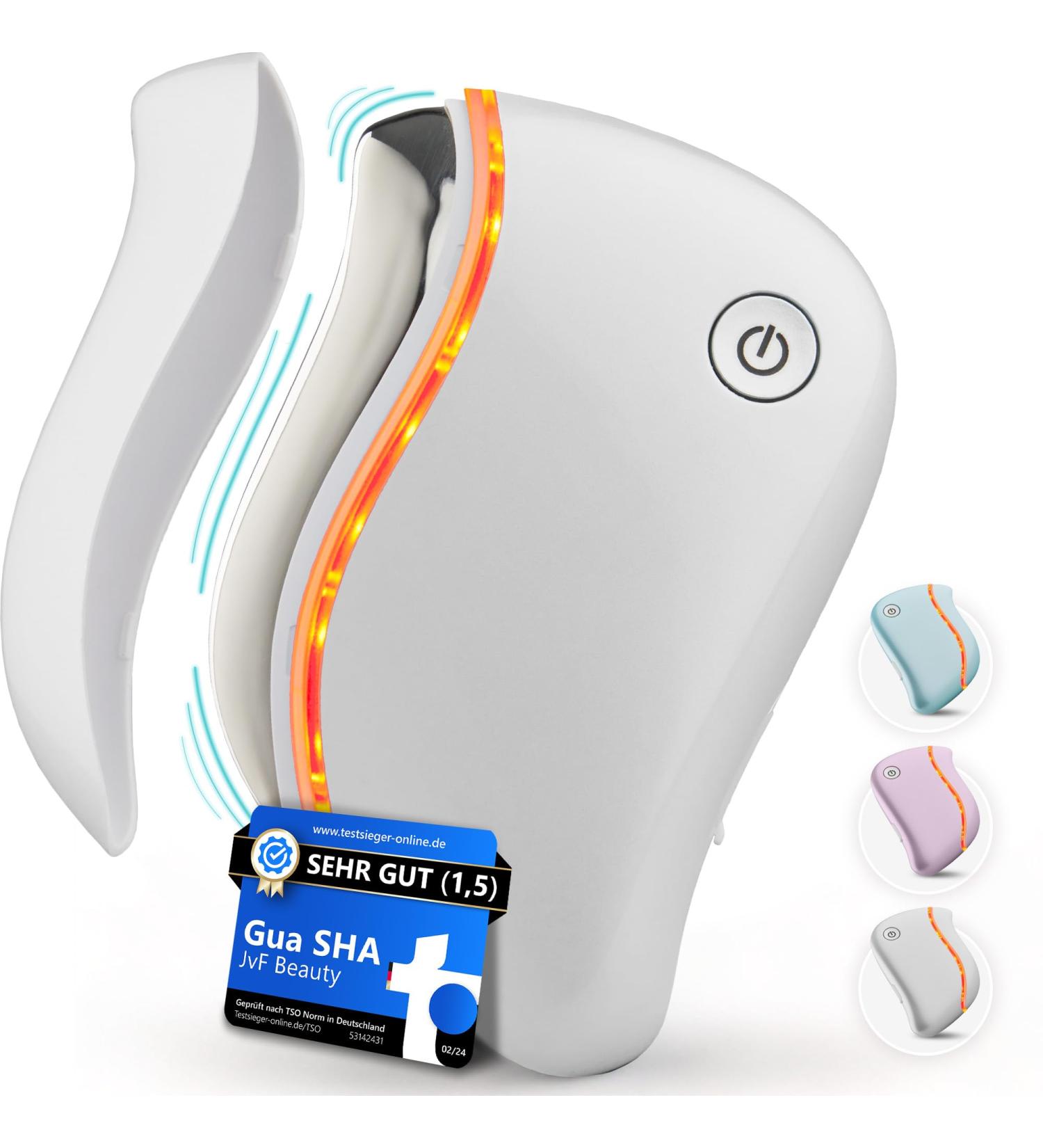 JVF Beauty Gua Sha Electric Facial Massage Device - Anti-Aging Face Lifting with Vibration Heat & Red Light LED - Perfect for Facial Care - White - Buy Online on GoSupps.com