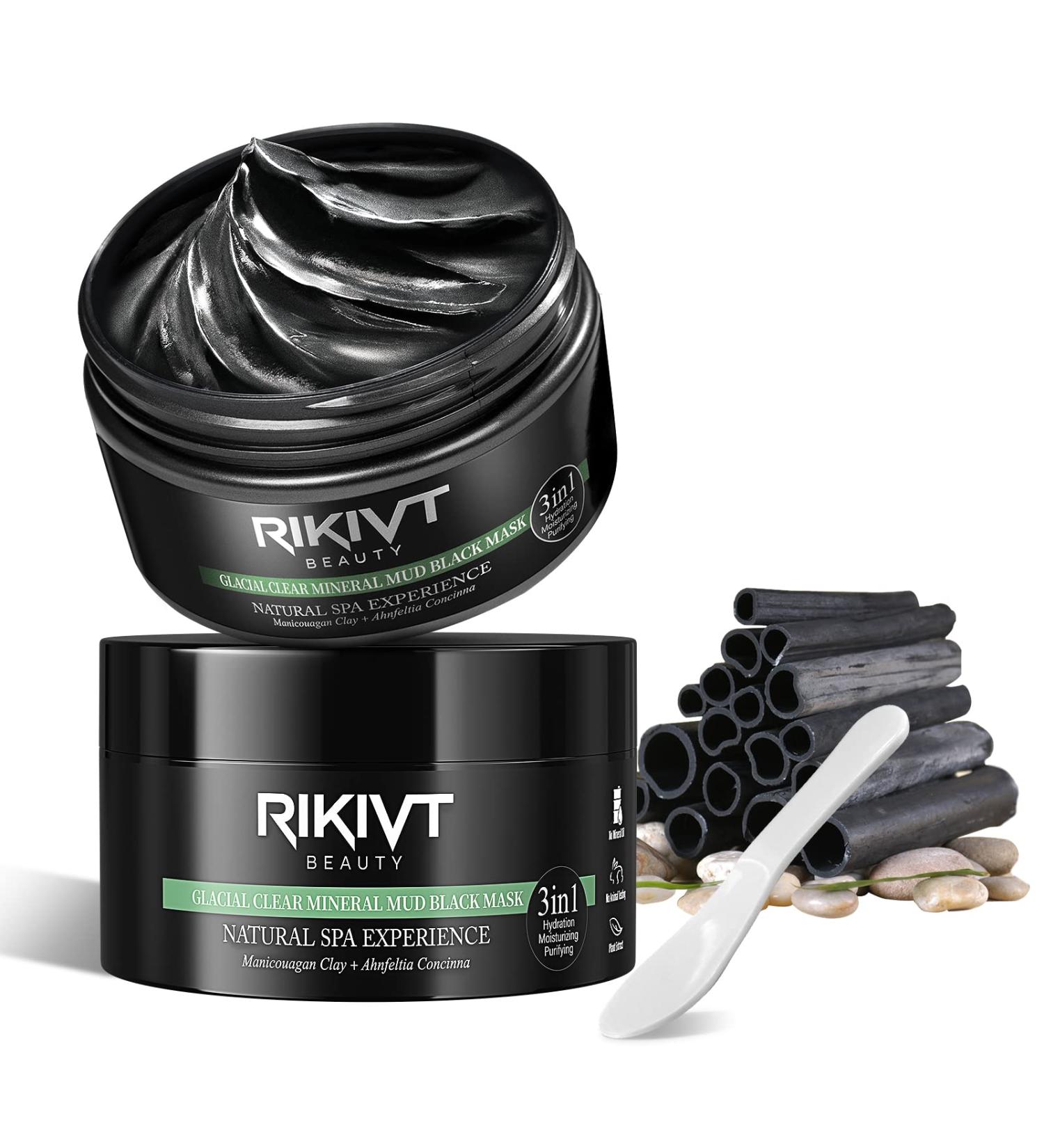 Rikivt Mud Mask - Glacial Clay & Charcoal Face Mask for Blackhead Removal - 4.8 oz - Buy Online on GoSupps.com