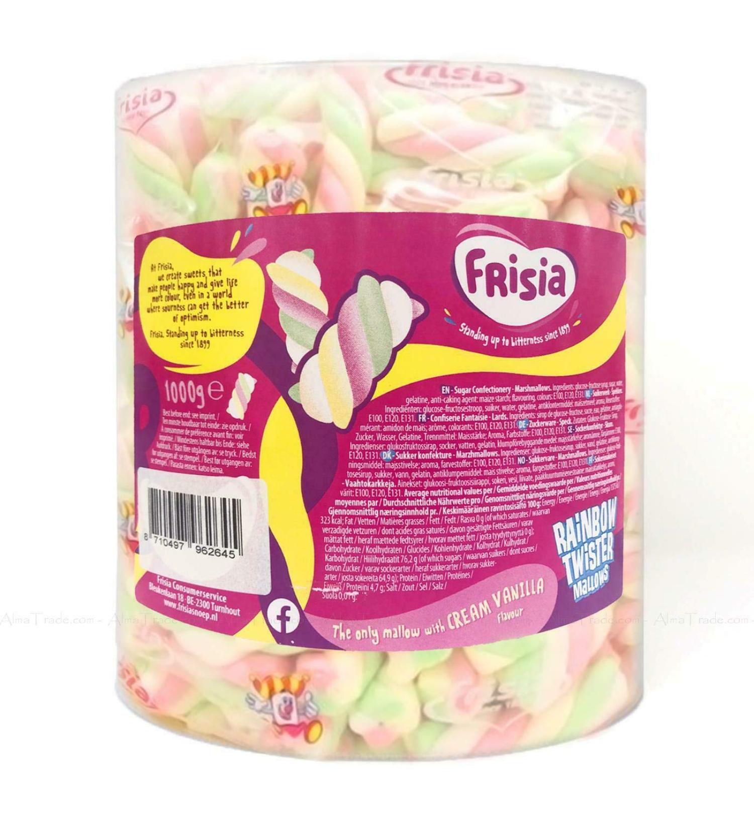 Frisia Rainbow Twister Mallow with Cream Vanilla Tub Sweet - 1kg | Delicious Treat for All Occasions - Buy Online on GoSupps.com