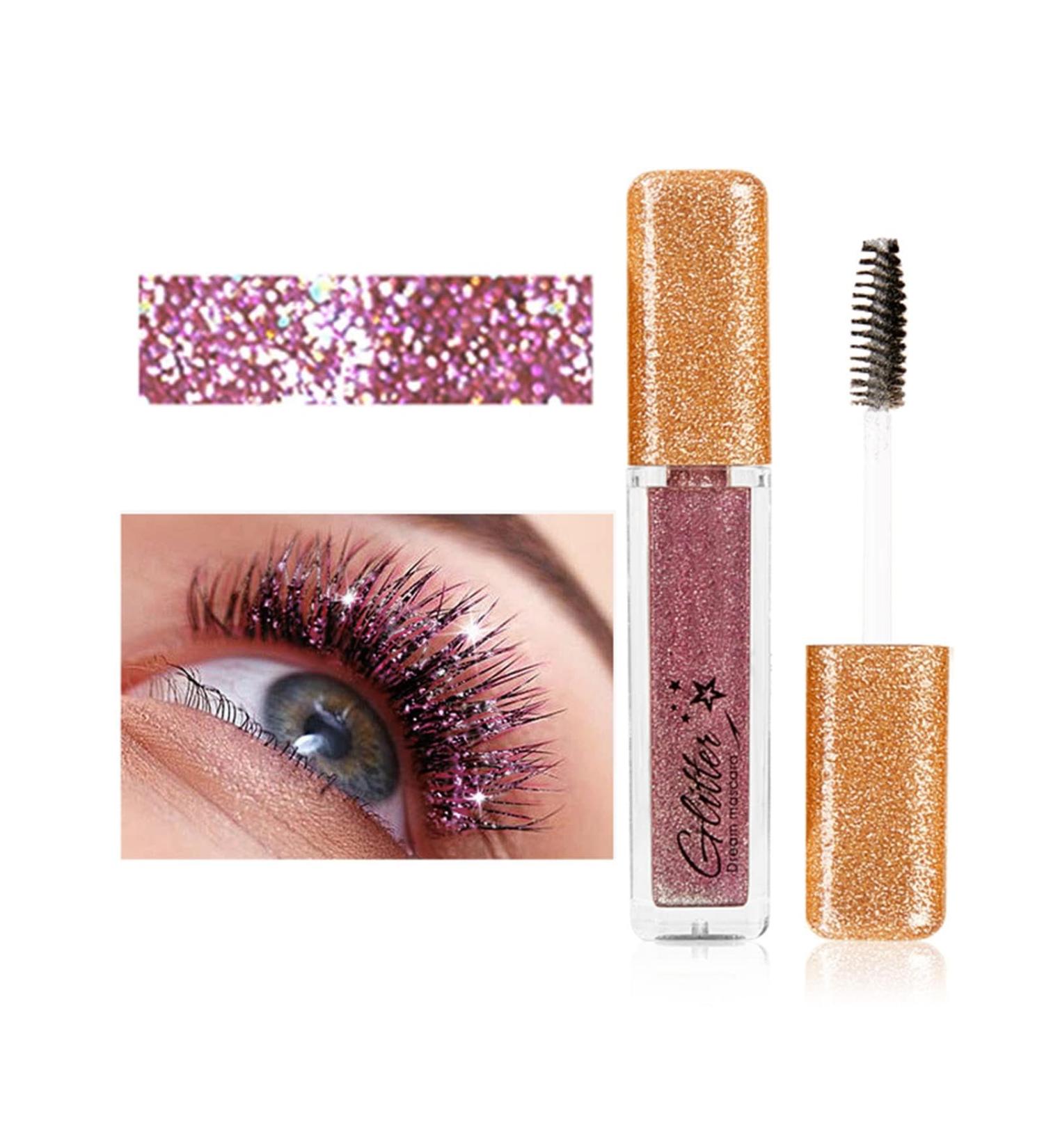 Colorful Glitter Mascara Colorful Diamond Mascara Waterproof Stain Resistant Curved Volume Extender for Party and Stage (4#) - Buy Online on GoSupps.com