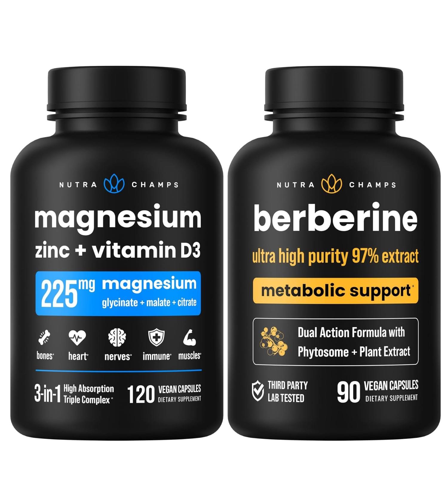 NutraChamps Complete Bone & Metabolic Support : Magnesium Zinc D3 & Berberine Duo - Buy Online on GoSupps.com