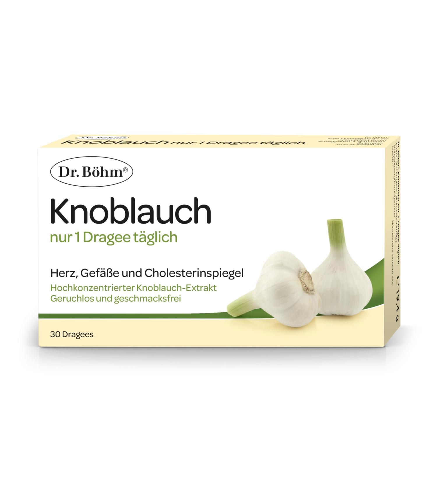 Dr.B hm Garlic Dietary Supplements - 30 Dragees for Heart Health & Cholesterol Support - 1 Dragee Daily - Buy Online on GoSupps.com