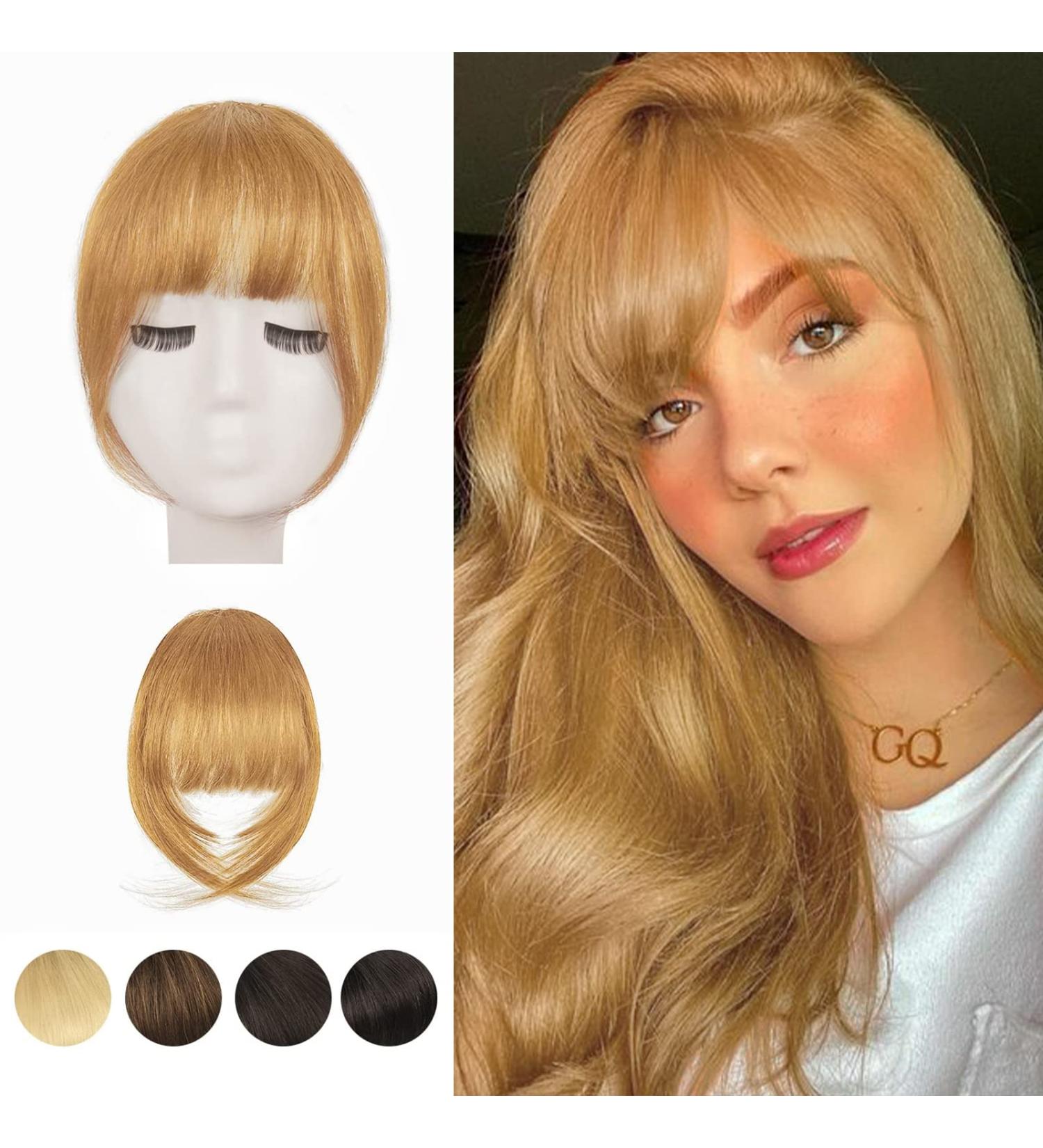 BARSDAR Clip in Bangs 100% Human Hair Extensions - French Dark Golden Blonde Bangs for Women - Buy Online on GoSupps.com
