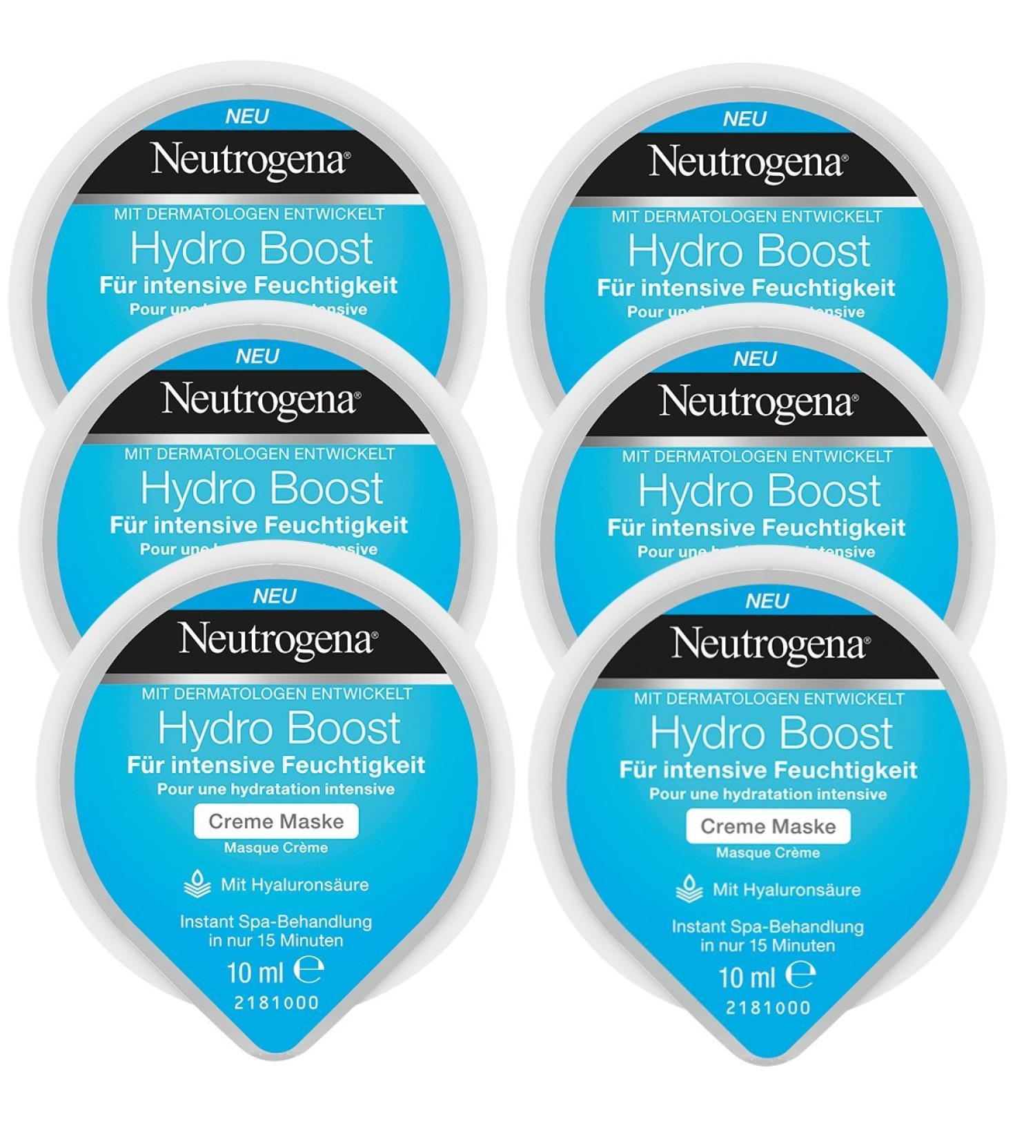 Neutrogena Hydro Boost Cream Mask | Hyaluronic Acid Hydration | 6 x 10ml - Intensive Moisture for All Skin Types - Buy Online on GoSupps.com