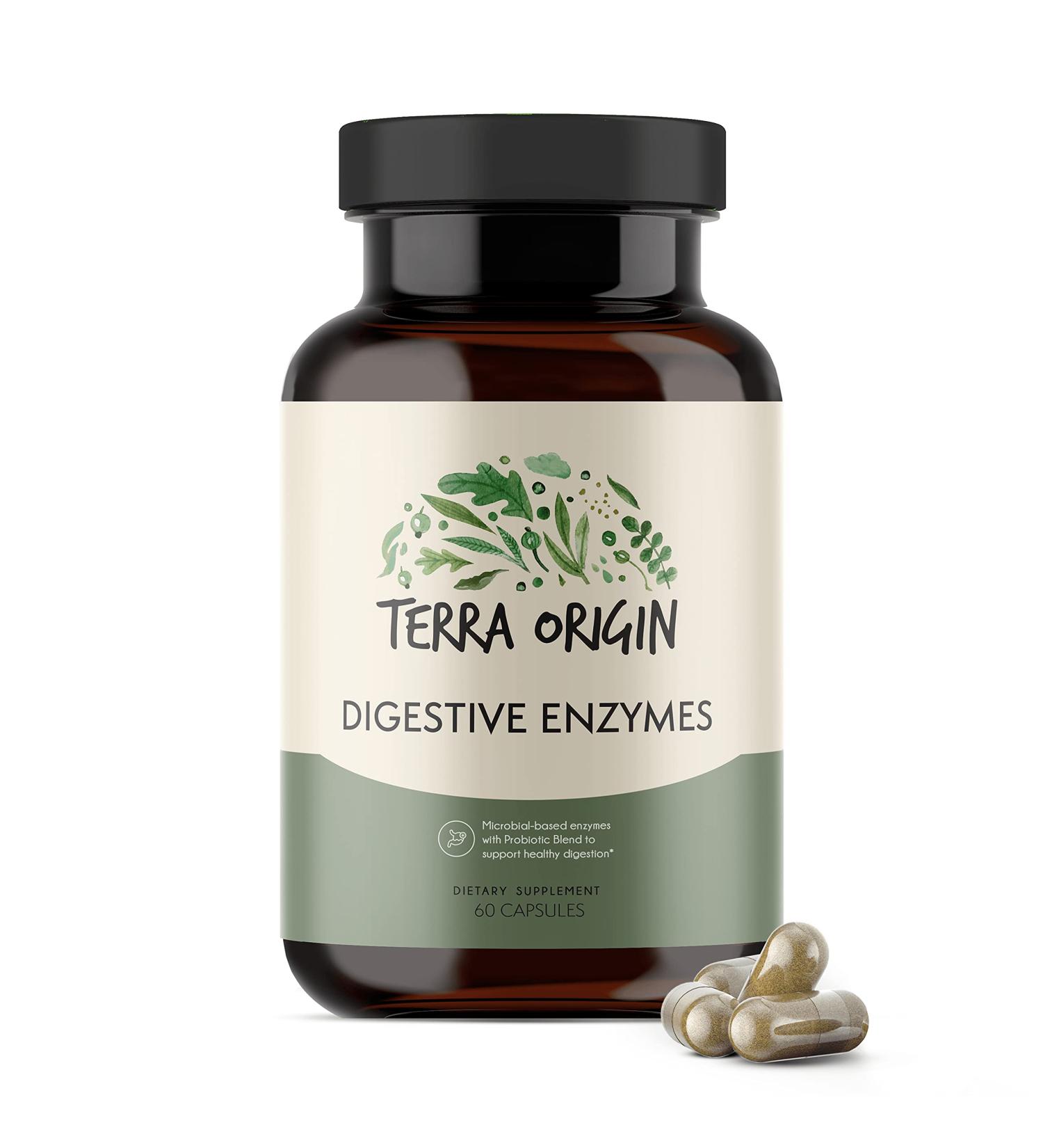 Terra Origin Digestive Enzymes - 60 Capsules for Optimal Digestion & Gut Health - Buy Online on GoSupps.com