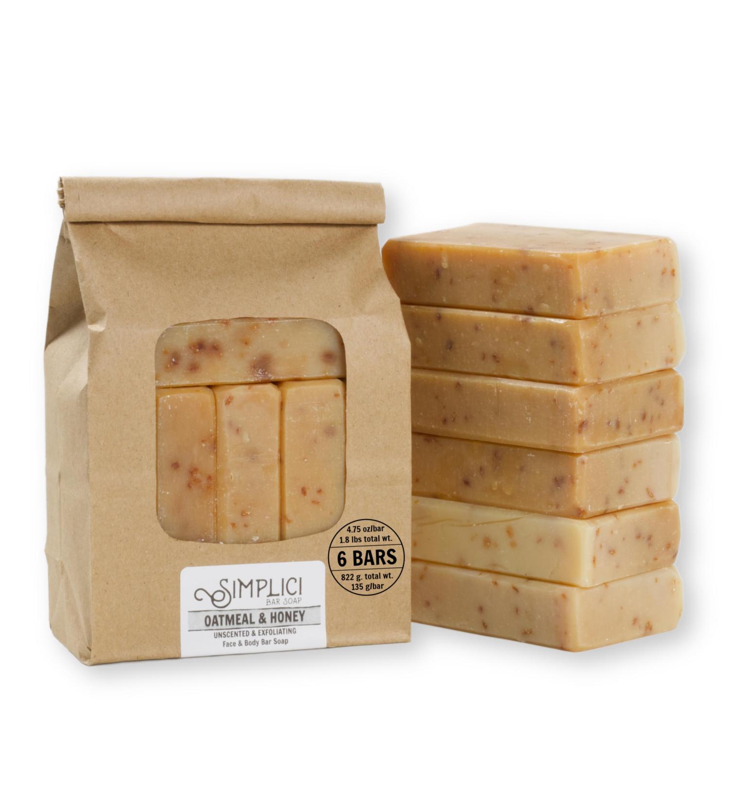 Oatmeal & Honey Natural Soap - Exfoliating Sensitive Skin 6 Bar Value Bag | Palm Free Ship Worldwide - Buy Online on GoSupps.com