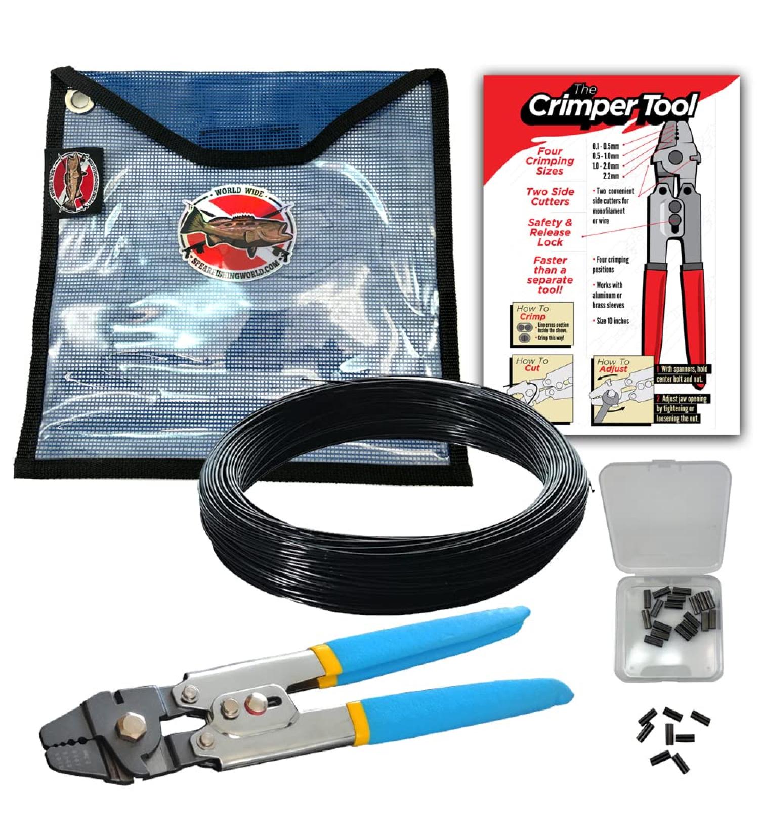 Monofilament Speargun Line Rigging Kit with Crimping Tool for Spearfishing & Diving - Buy Online on GoSupps.com
