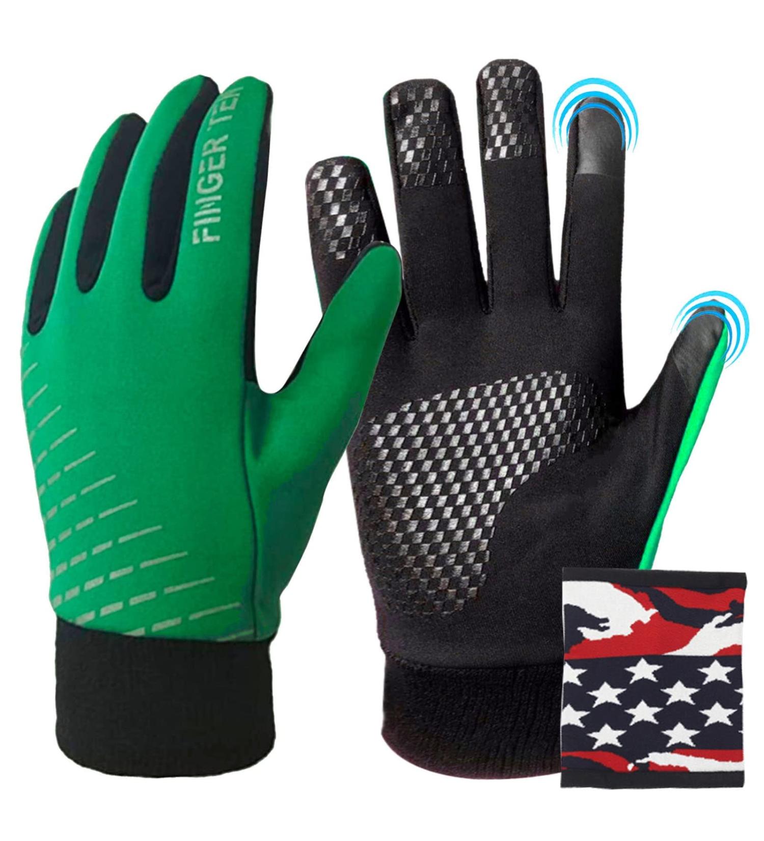Finger Ten Winter Gloves for Girls - Warm Waterproof Touchscreen with Free Neck Warmer for Cold Weather Outdoor Sports - Green M - Buy Online on GoSupps.com
