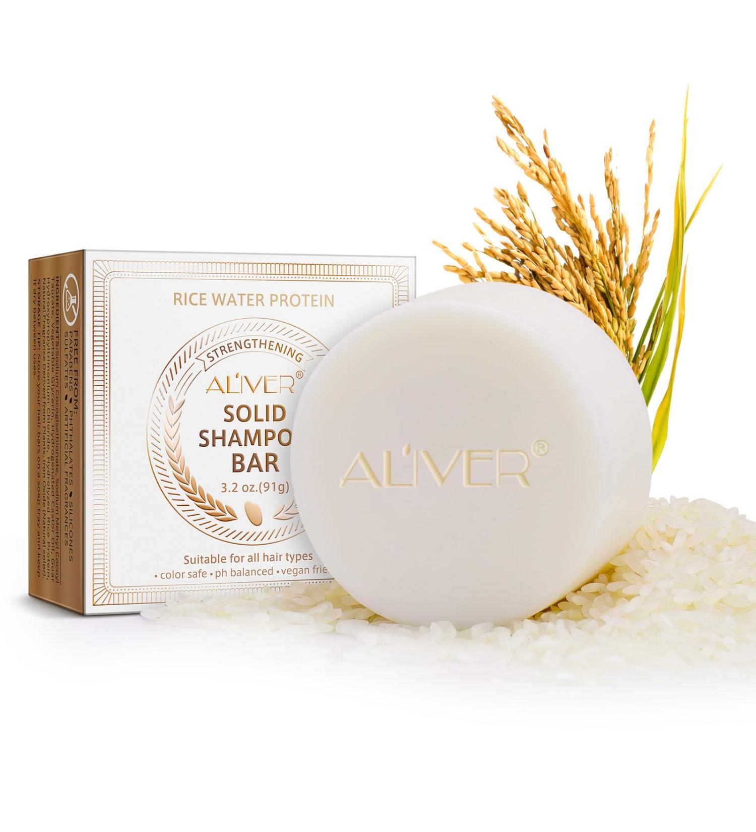 Rice Water Shampoo Bar for Hair Growth | Vegan & All Natural | Moisturizing pH Balanced Travel-Friendly - 3.2oz - Buy Online on GoSupps.com