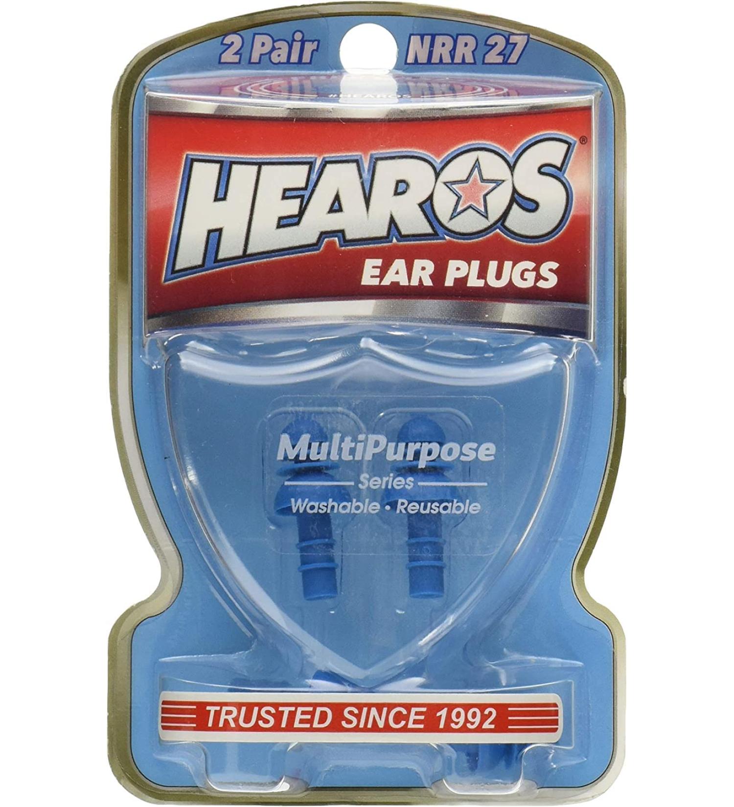 Hearos Multi-Purpose Reusable Silicone Ear Plugs Includes Free Case 2 Pair (Pack of 2)