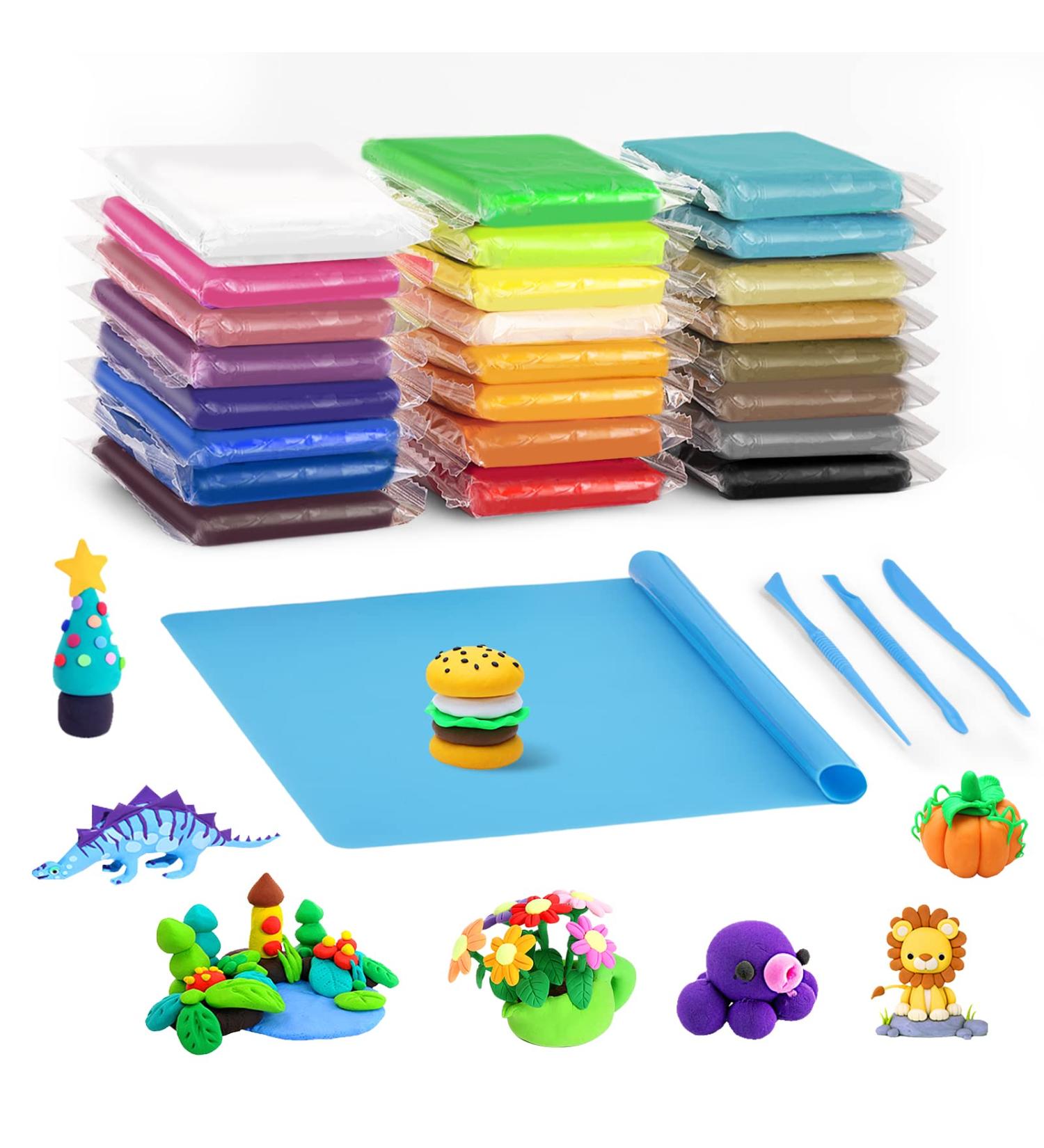 Kilpkonn Air Dry Clay Set - 24 Colors with Play Mat & Tools | Non-Toxic Modeling Clay for Kids | Ideal Arts & Crafts Gift - Buy Online on GoSupps.com