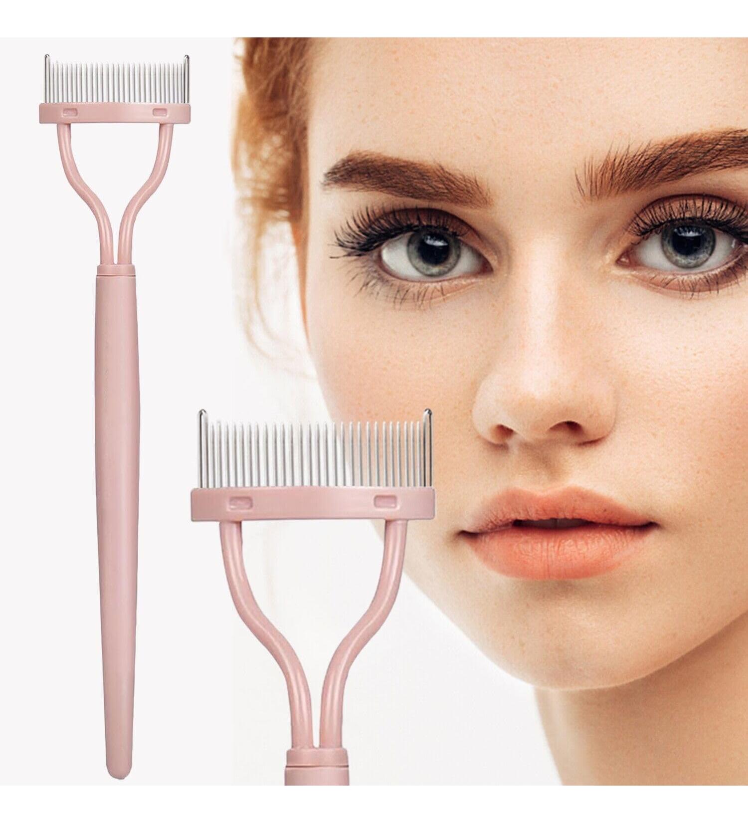 ELESDA Eyelash Comb - Metal Teeth Lash Separator Tool Pink Stainless Steel Includes Brush Arc Design Travel Friendly Hygienic - Buy Online on GoSupps.com