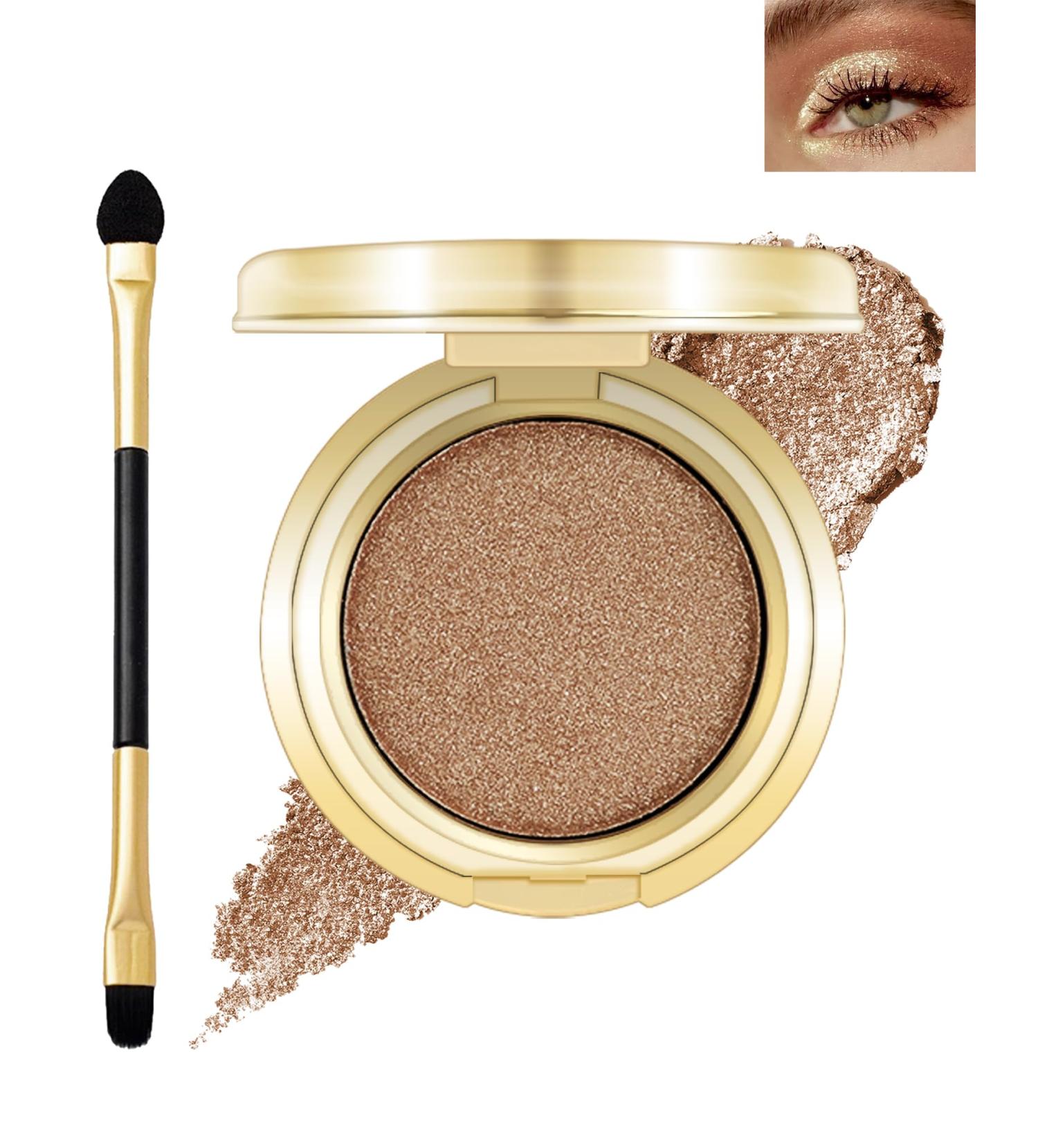 Single Gold Shimmer Eyeshadow Pearl Glitter Eye Shadow Palette with Brush Shimmery Illuminating Finish Long Lasting Waterproof Cream Eyeshadow High Pigmented Ultra-Blendable Sparkly Eye Makeup-06 06# Bronze Gold - Buy Online on GoSupps.com