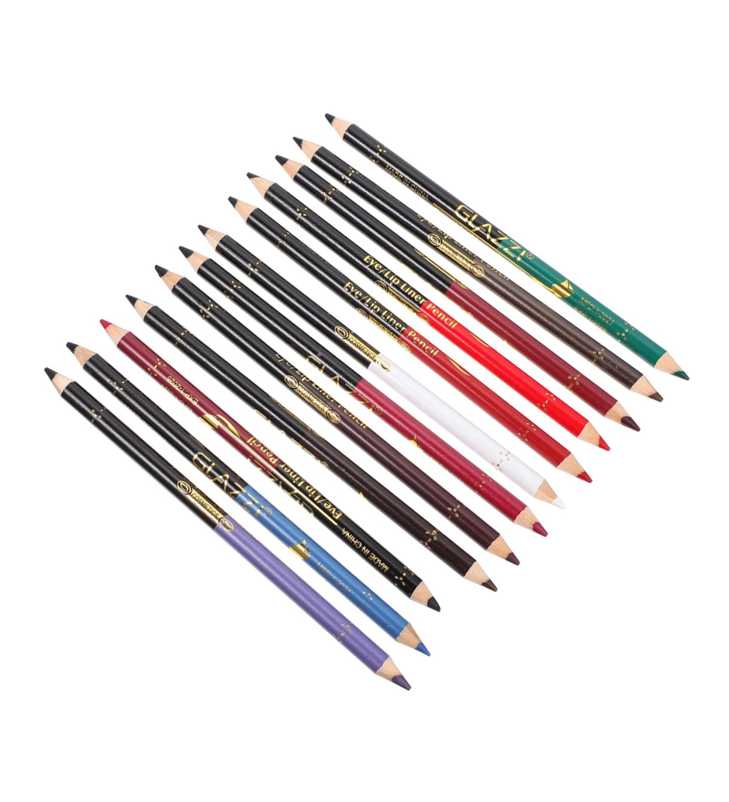 SOESFOUFU 12pcs Lip Liner Eyeliner Eyebrow Pen Waterproof Lip Liner Pencil Eyeliner Black Wooden - Buy Online on GoSupps.com