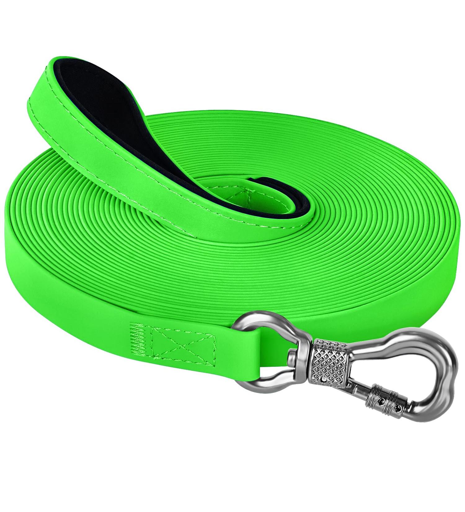 X XBen Waterproof Dog Tow Lines - 10m Rubberized Drag Line with Lockable Carabiner | Durable Leash for Medium Dogs | Training Line with Hand Loop - Apple Green - Buy Online on GoSupps.com