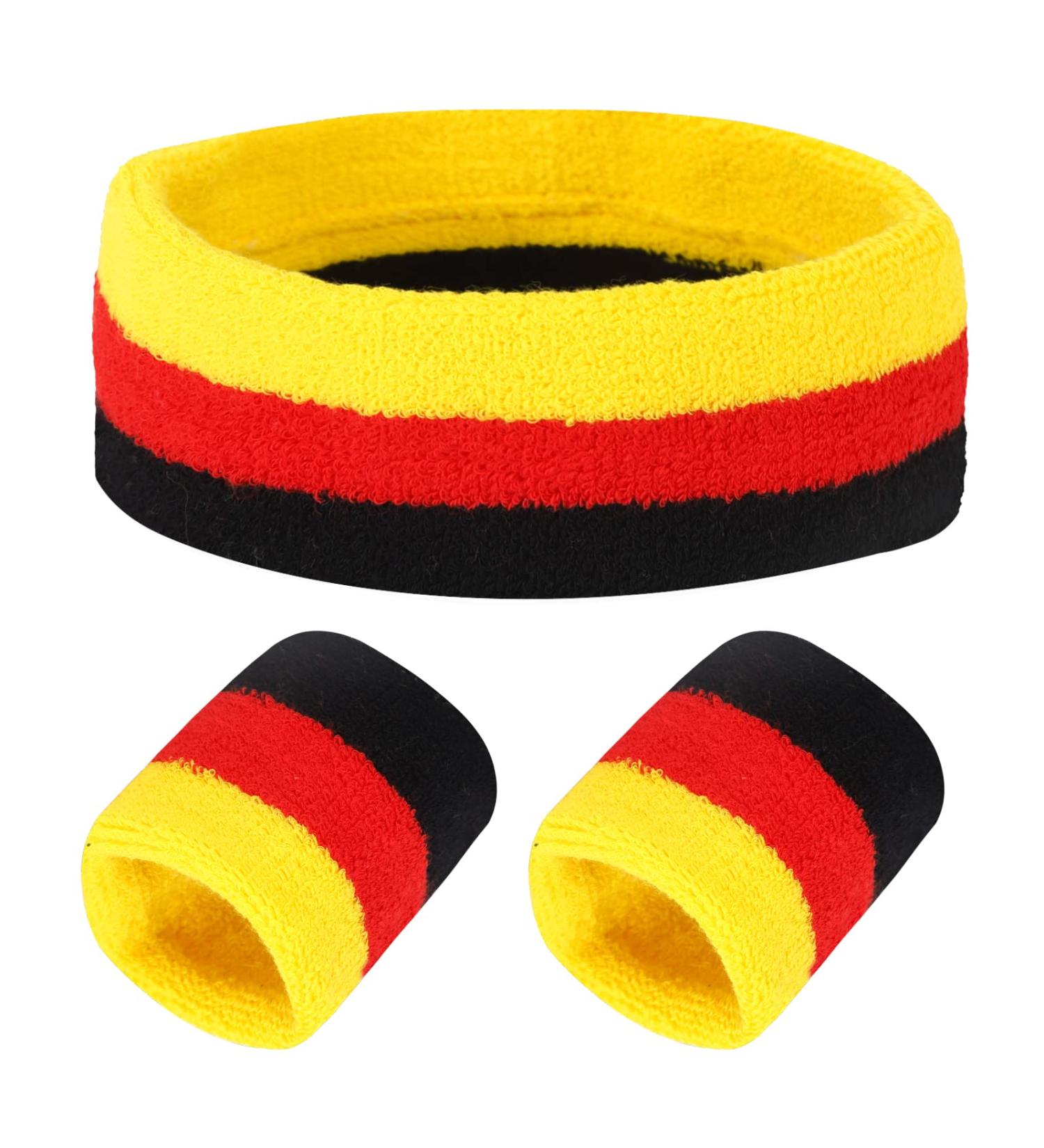 Welding Band Set - 2 Welding Tapes & 1 Sports Headband | Germany Football Fan Accessories | Black Striped | Perfect for World Cup 2023 - Buy Online on GoSupps.com