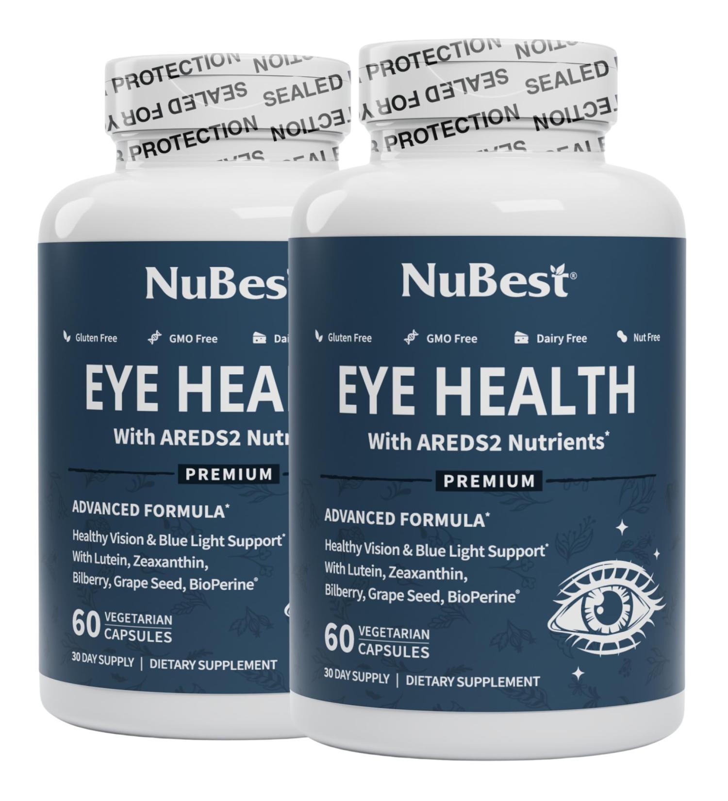 NuBest AREDS 2 Eye Vitamins - Vegan Eye Health Supplement with Lutein Zeaxanthin & Bilberry | 120 Capsules for Optimal Vision Care - Buy Online on GoSupps.com