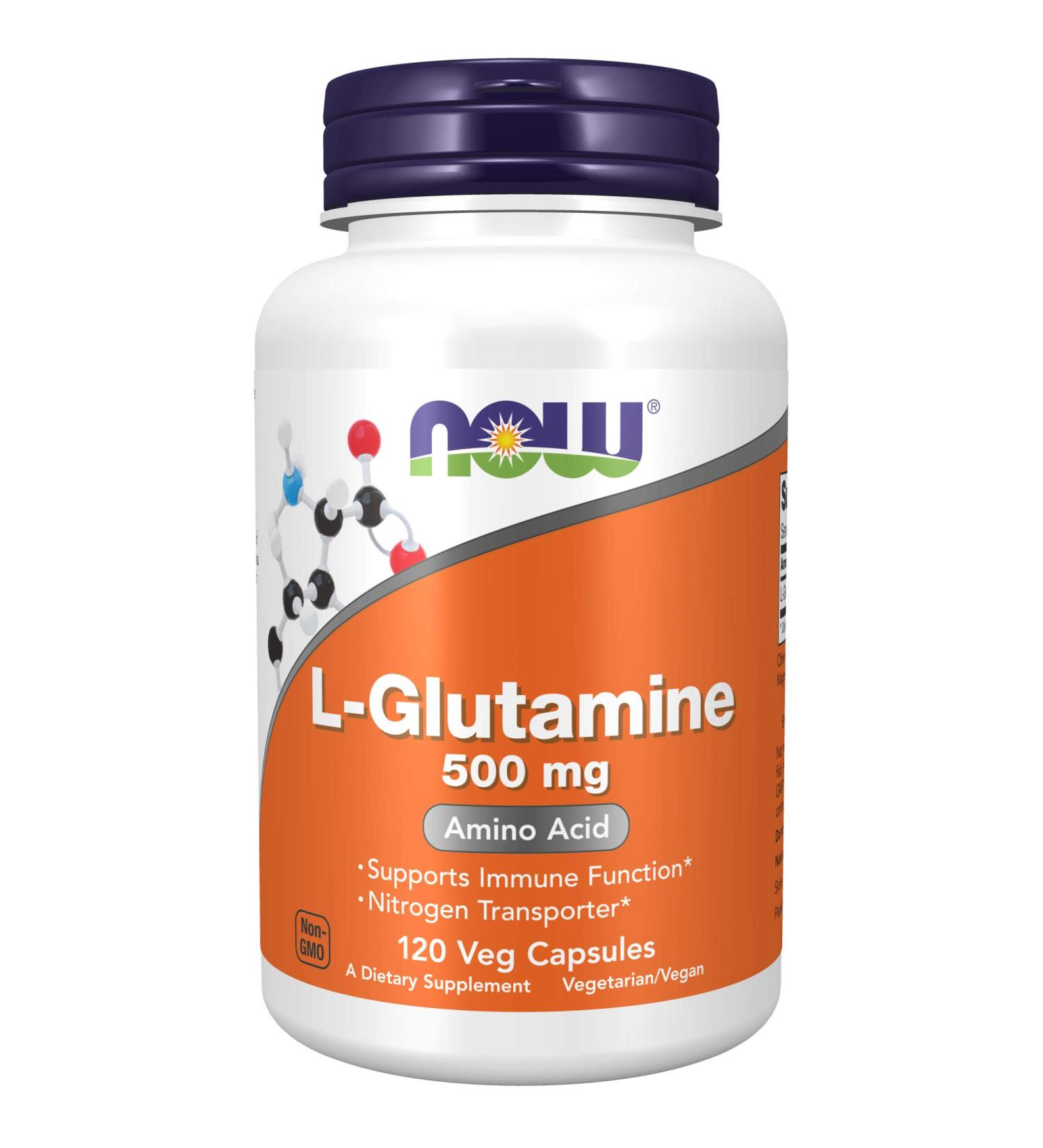 Now Foods L-Glutamine Double Strength 1000mg - 120 Veg Capsules | Boost Recovery & Muscle Health - Buy Online on GoSupps.com