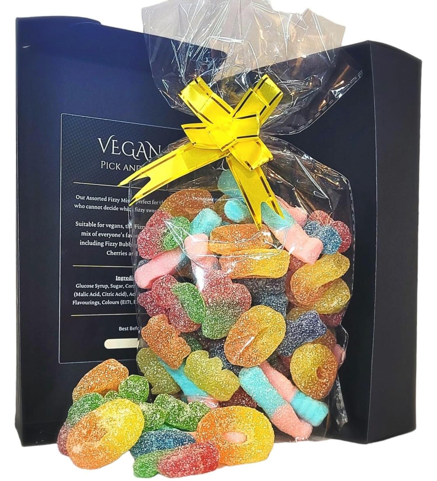 VEGAN Pick n Mix. 500g vegan fizzy gummy pick and mix sweet gift box ideal for a birthday gift. - Buy Online on GoSupps.com