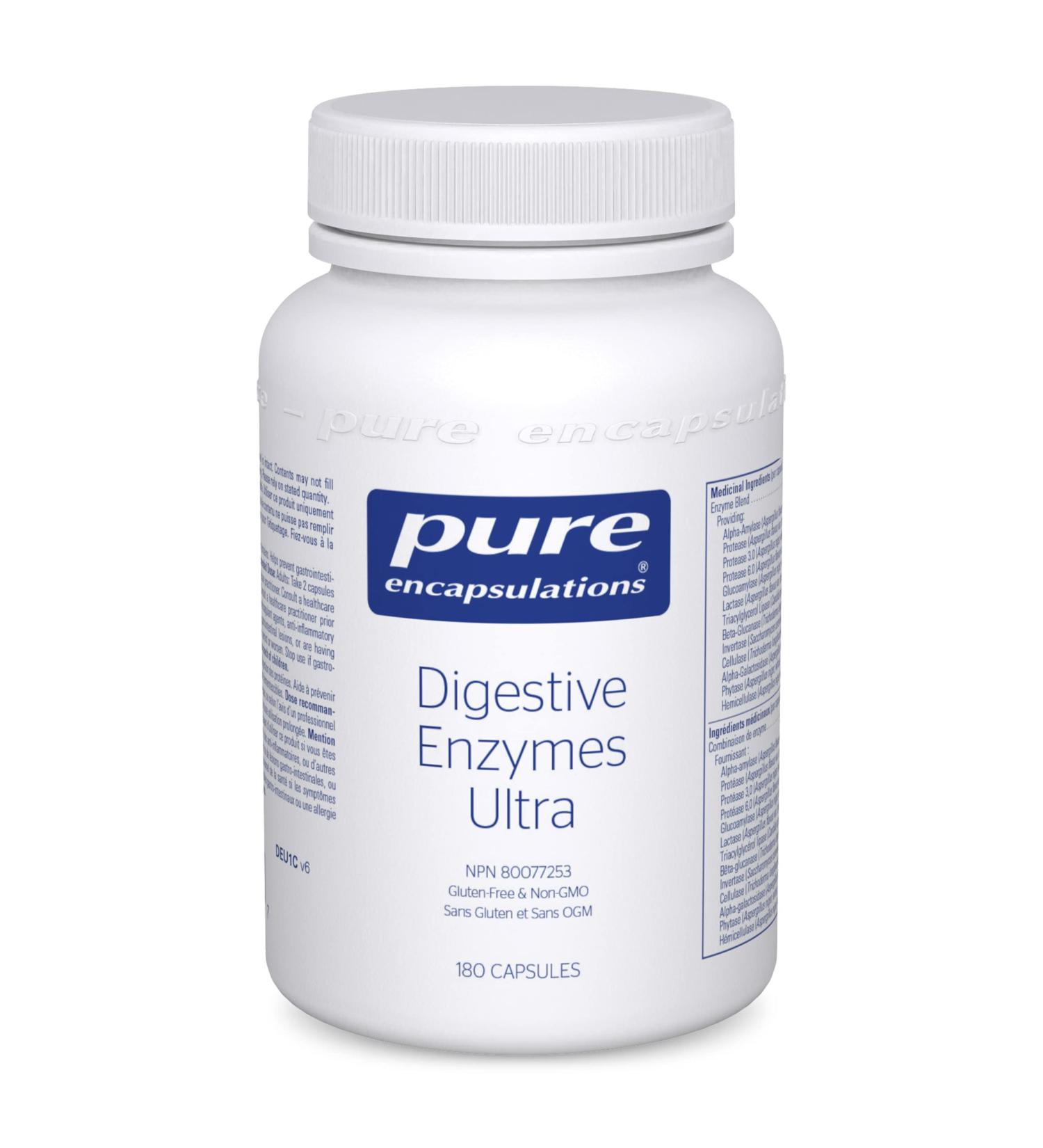 Pure Encapsulations Digestive Enzymes Ultra - Vegetarian Digestive Enzyme Supplement to Support Protein Carb Fiber & Dairy Digestion* - 180 Capsules - Buy Online on GoSupps.com