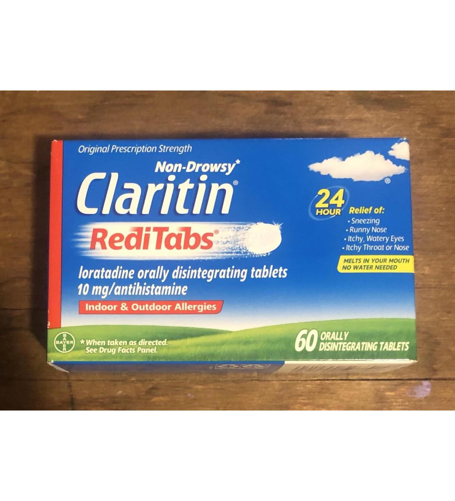 Claritin RediTabs 24 Hour Allergy Medicine Non-Drowsy Allergy Relief Loratadine Antihistamine Tablets 60 Count - Buy Online on GoSupps.com