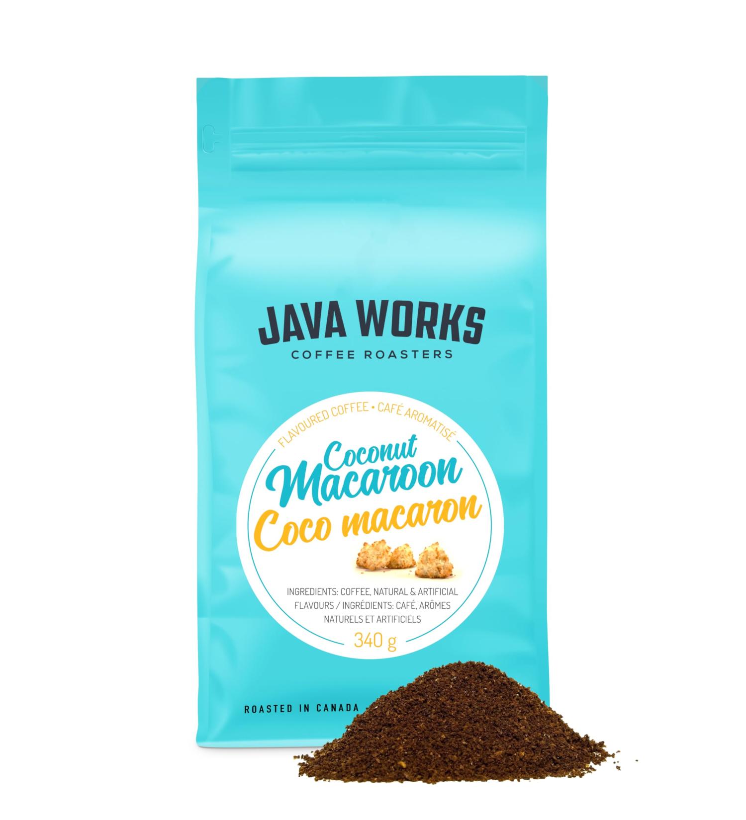 Java Works Coffee Coconut Macaroon Flavoured Coffee *Ground* 340 Grams Coconut Macaroon (Ground) 340 g (Pack of 1) - Buy Online on GoSupps.com