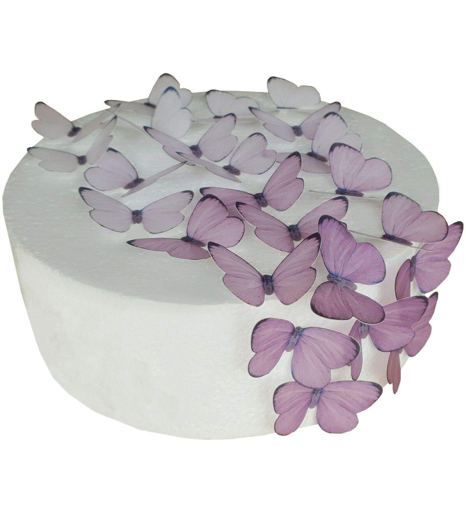 Pre -cut gradient lavender butterflies edible rice/Oblate paper cupcake cake dessert topper birthday celebration wedding baby shower children party decorations (lavender) lavender