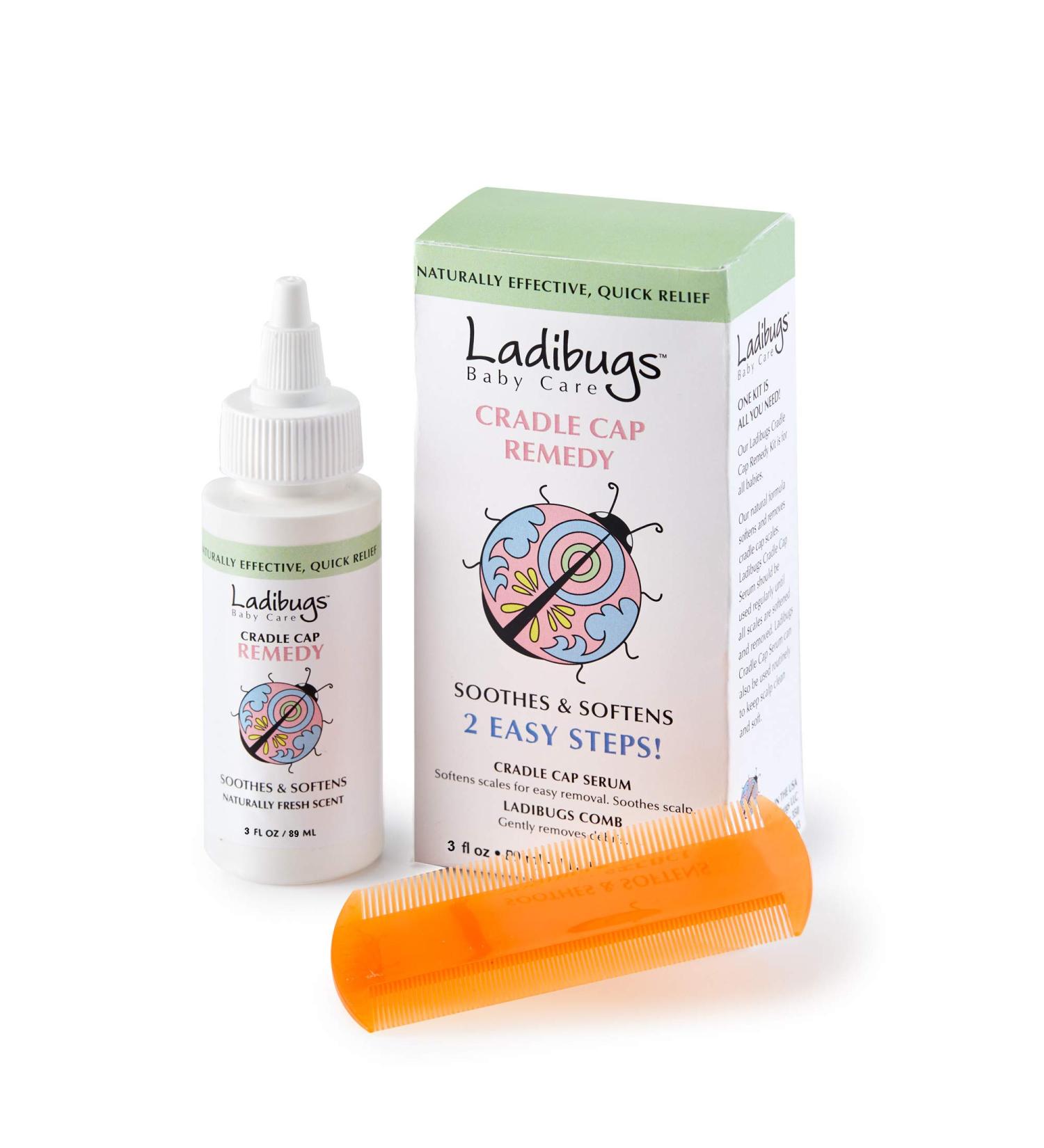 Ladibugs Cradle Cap Remedy Kit 3oz | Serum & Comb | Removes Scales, Soothes Scalp - Buy Online on GoSupps.com