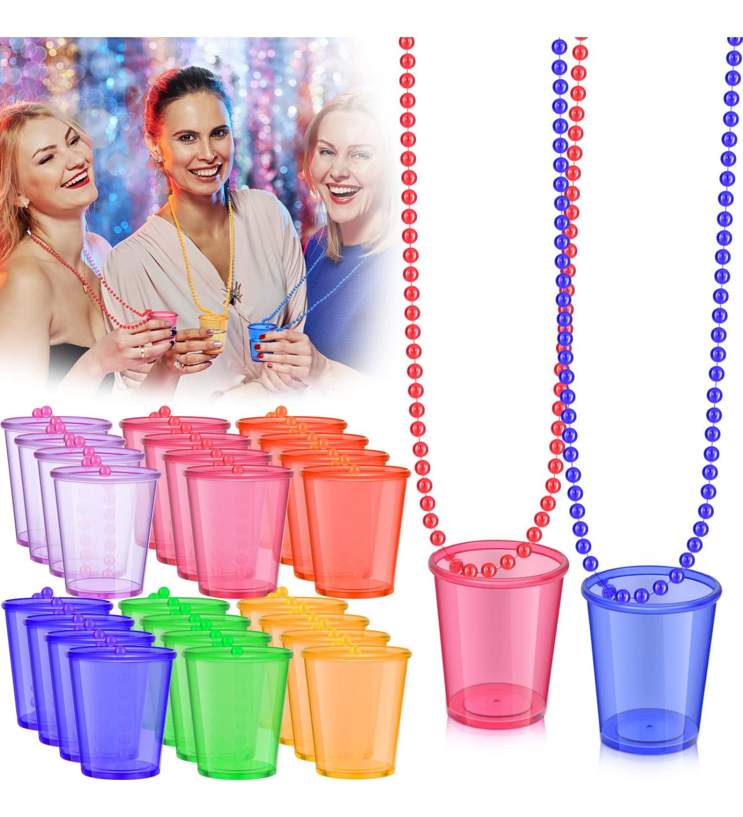 48 Packs Halloween Shot Glass Necklaces - Bachelorette Party Cups - Birthday Necklace Shots - Bride Plastic Shot Glasses on Beaded Necklace for Christmas Party - 6 Colors - Buy Online on GoSupps.com