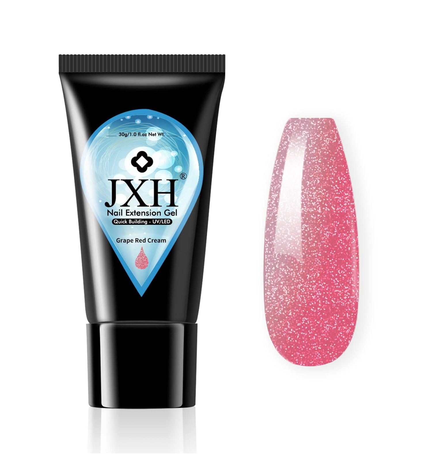 JXH Grape Red Glitter Poly Nail Extension Gel 30ML - Professional Quality for Trendy Nail Art at Home - Buy Online on GoSupps.com
