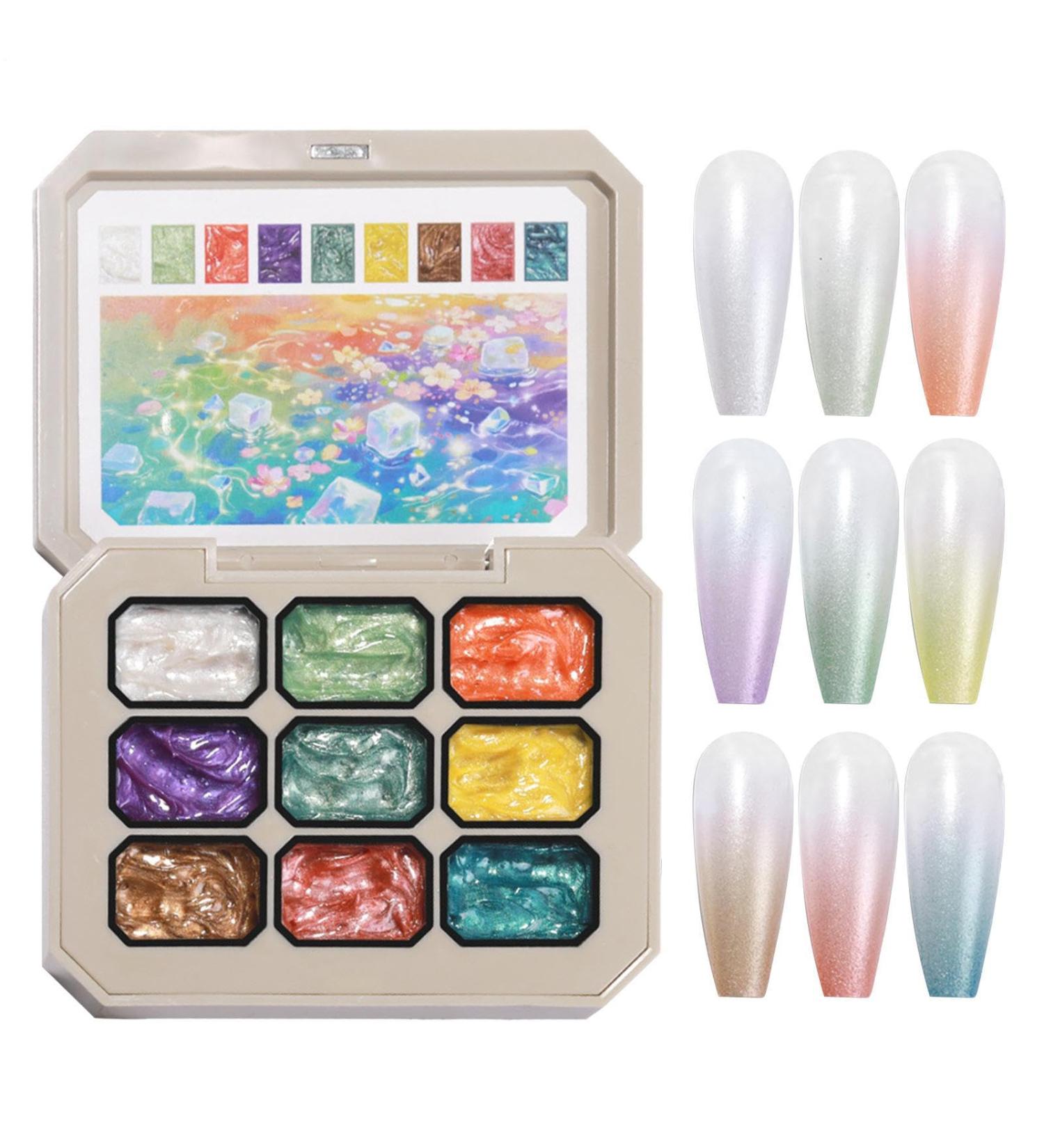 Nail Gel Palette | Gradient Gel for Paint - Palette of 9 Colors Paint Accessories for Women and Girls Nail Manicure Design for Creative Artistic Expression - Buy Online on GoSupps.com