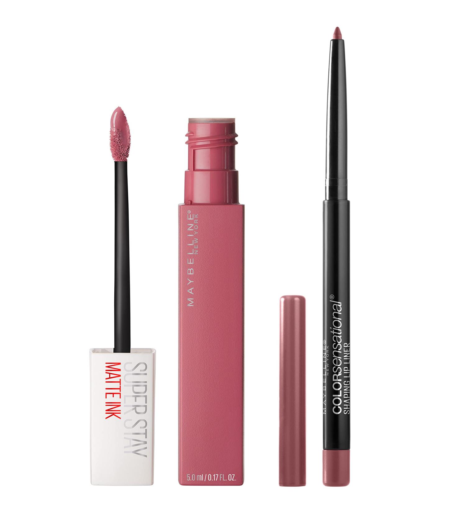 Maybelline Super Stay Matte Ink Lipstick + Lip Liner Bundle - Lover & Almond Rose - Buy Online on GoSupps.com