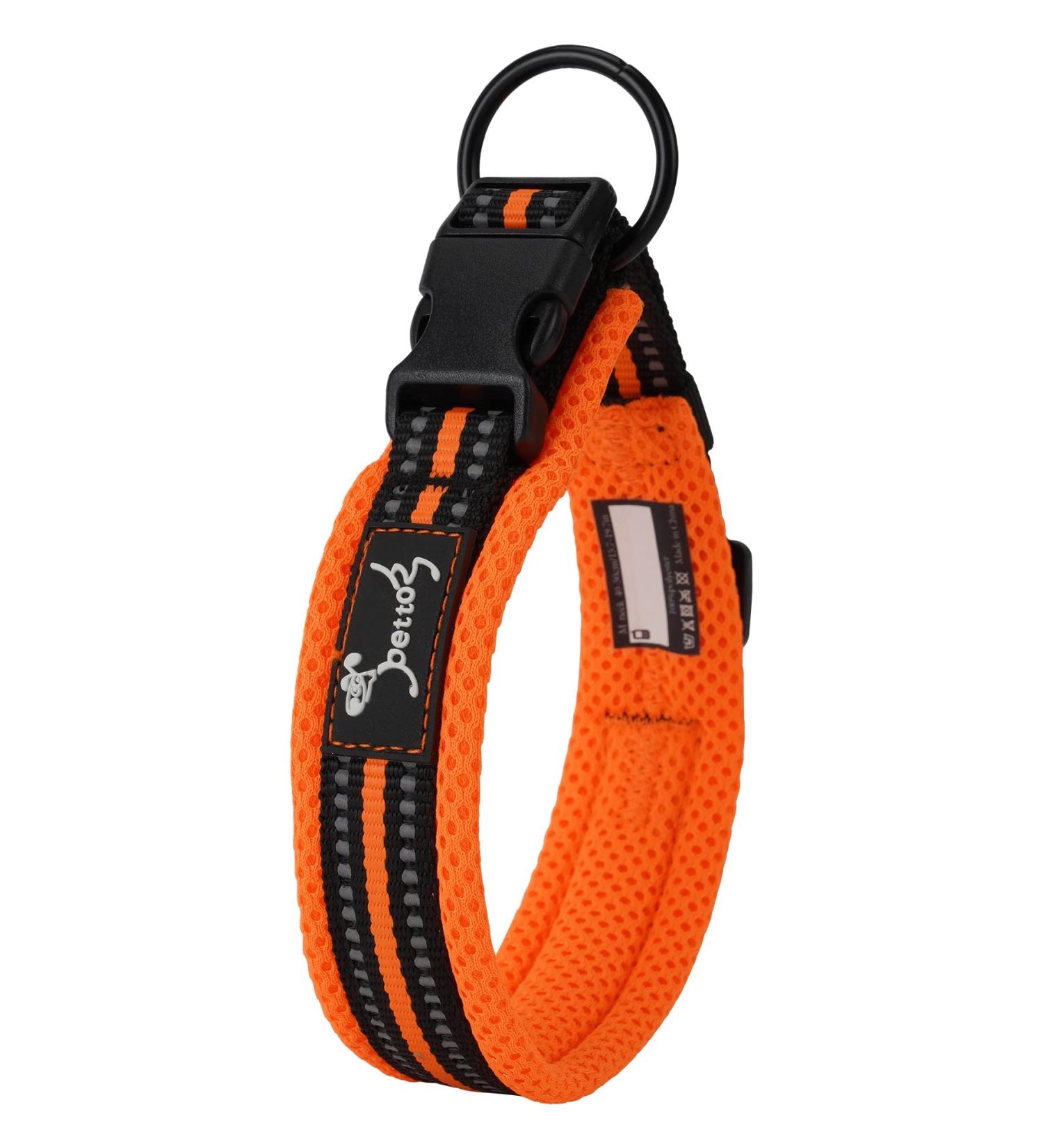 PETTOM Adjustable Nylon Dog Collar Breathable Reflective Design for Comfort & Safety | Size M (Orange) - Ideal for International Shipping - Buy Online on GoSupps.com