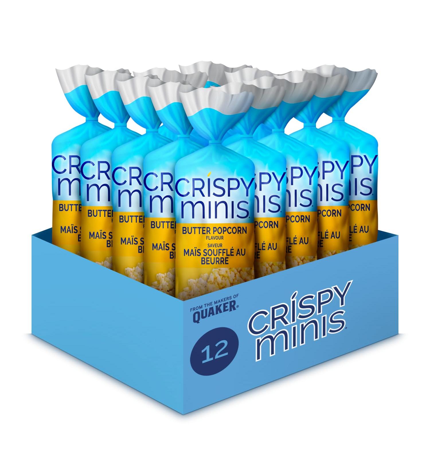 Crispy Minis Butter Popcorn Flavour Large Brown Rice Cakes Multi-Pack 127g (Pack of 12) Butter Popcorn Rice Cakes 10.58 g (Pack of 12) - Buy Online on GoSupps.com