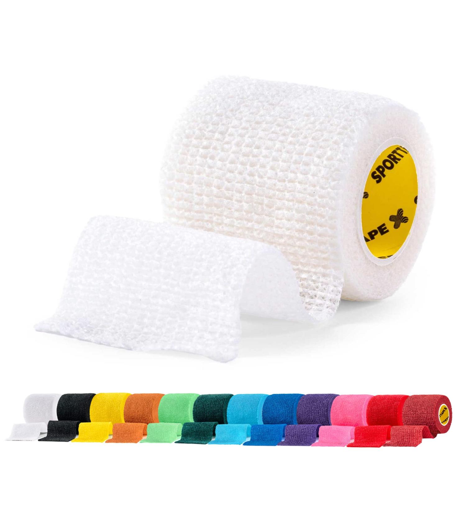 SPORTTAPE Self-Adhesive Football Sock Tape | 5cm x 4.5m - White | Cohesive Bandage Sock Wrap Shin Pad Tape | Goalkeeper Wrist Tape & Football Ankle Tape | Pet & Vet Wrap for Dogs Horse - Single Roll White 5x450 cm (Pack of 1) - Buy Online on GoSupps.com