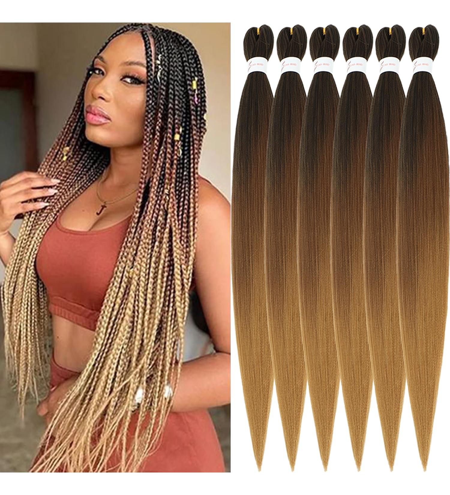 Xusuperb 36 Pre-Stretched Ombre Braiding Hair Extensions - 6 Packs Soft Knotless Yaki-Textured (T1B/30/27#) for Easy Braids - International Shipping Available - Buy Online on GoSupps.com