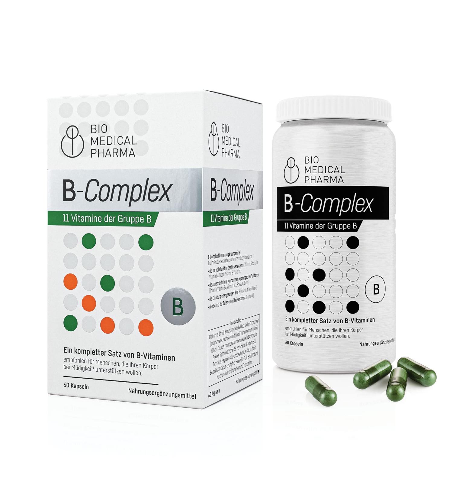 High-Dose B Complex Vitamins - All 11 B Vitamins Vegan 60 Capsules - Active Forms with Choline Inositol & PABA - Buy Online on GoSupps.com