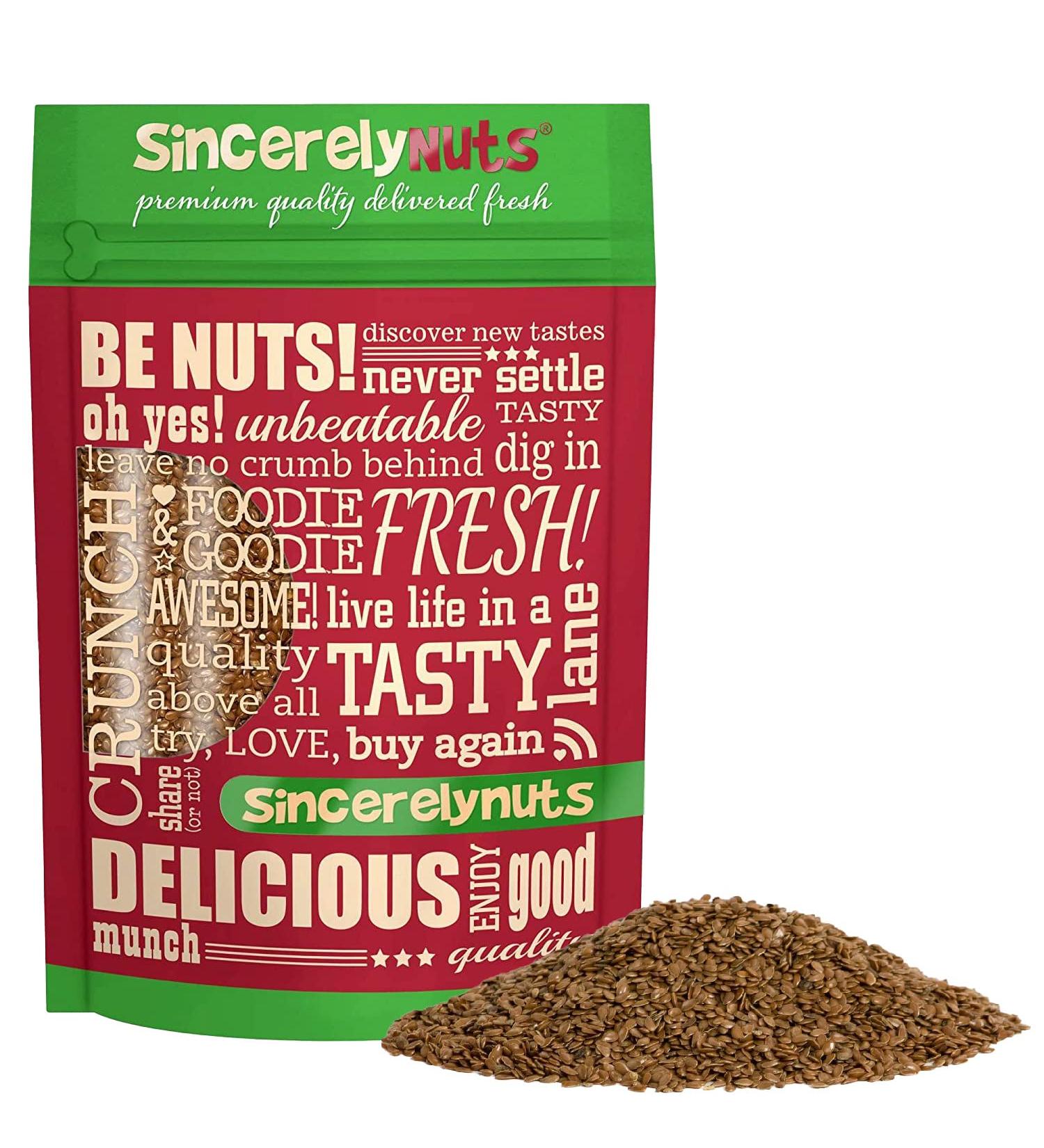 Sincerely Nuts Brown Flax Seed 5 LB - Vegan, Kosher & Gluten-Free Superfood for Baked Goods, Salads & More - Rich in Fiber & Essential Fatty Acids - Perfect for Granola, Trail Mix & Protein - Buy Online on GoSupps.com