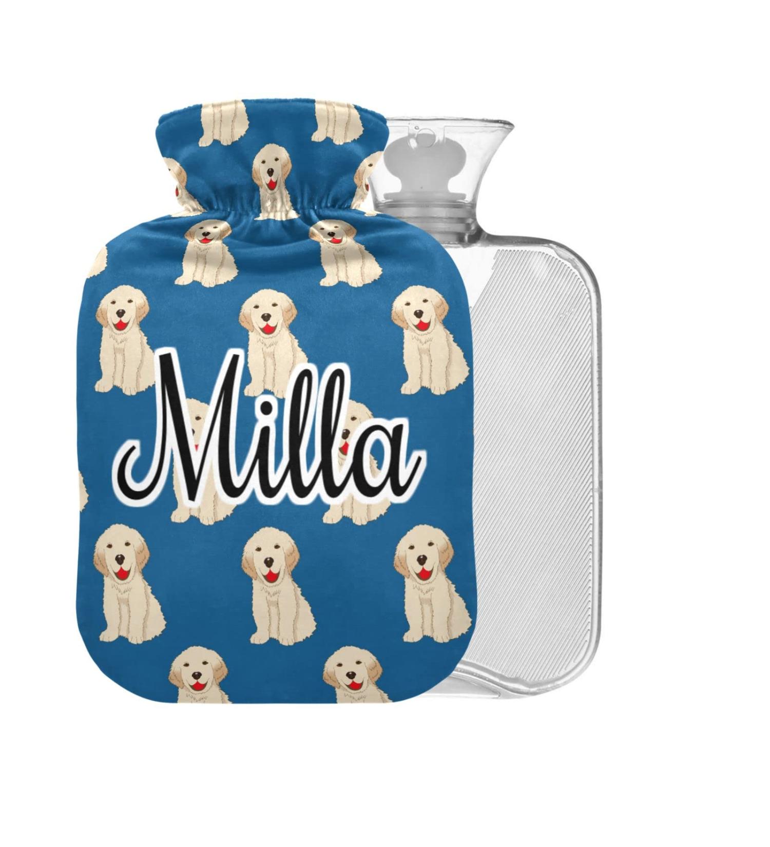 Personalized Labrador Golden Retriever Dog BPA-Free Hot Water Bottle | 2L Large Pain Relief Bag for Bed Hands & Feet - Buy Online on GoSupps.com