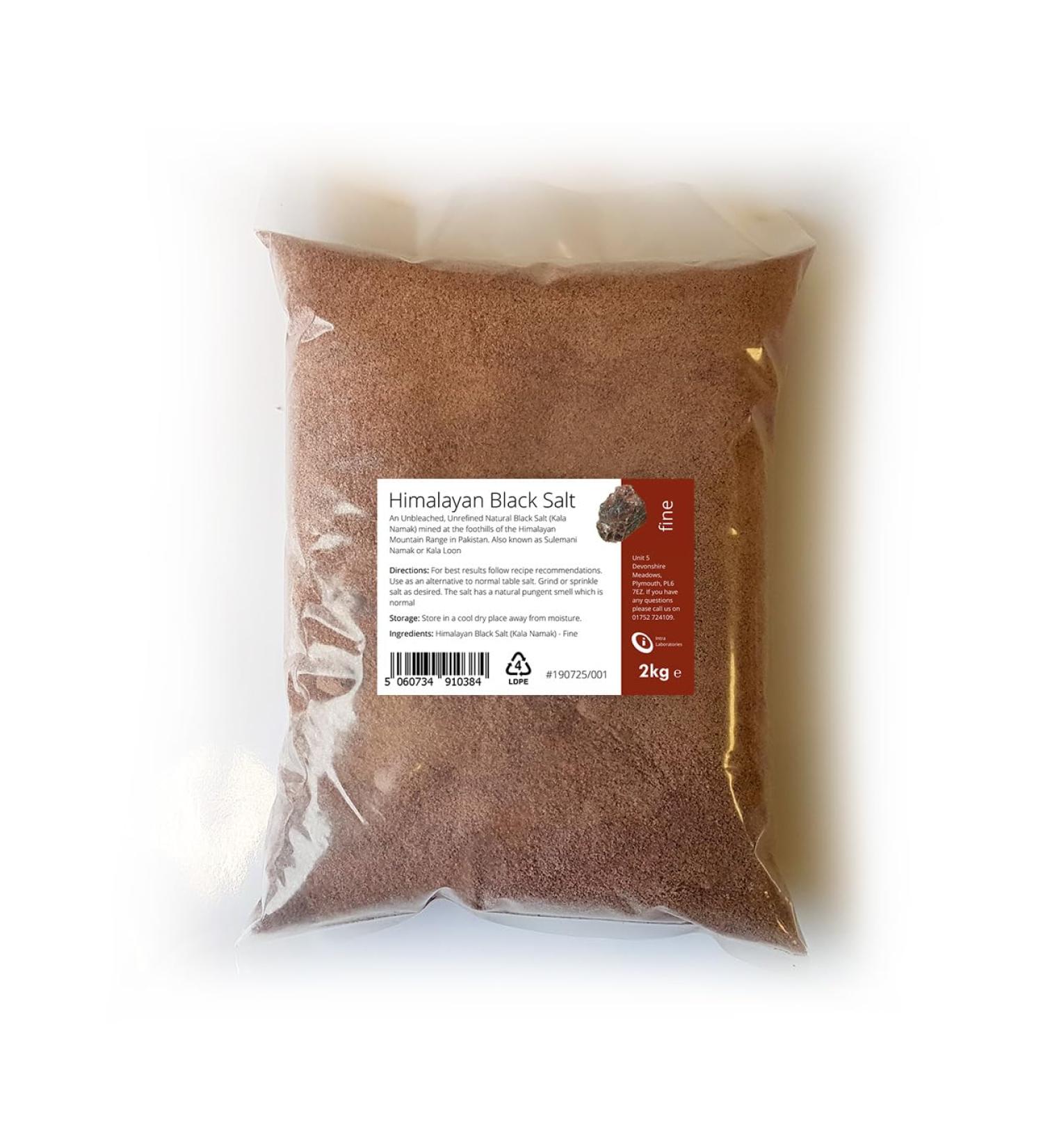 Intralabs - Black Himalayan Salt 2kg - Pure & Naturally Organic Food Grade Kala Namak Fine