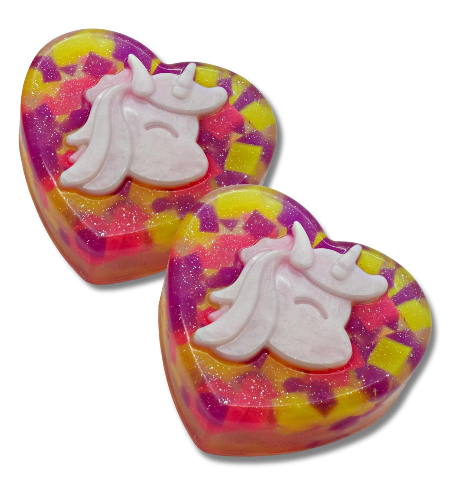 Unicorn Heart Soap Bars - Very Cherry Scent - Handmade Birthday Gifts Vegan Friendly Girls Skin Care (2)