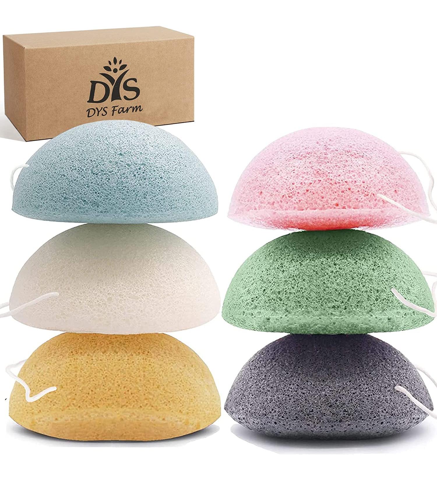 Organic Konjac Sponge Set for Deep Cleansing and Exfoliation - 6 Piece Facial Skin Care Kit - Buy Online on GoSupps.com