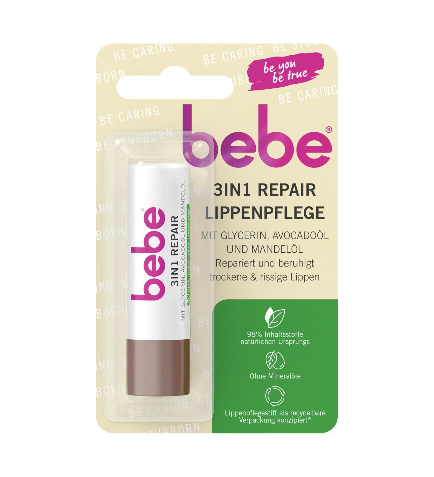 bebe 3 in 1 Repairing Lip Care (12 x 4.9 g) - Buy Online on GoSupps.com