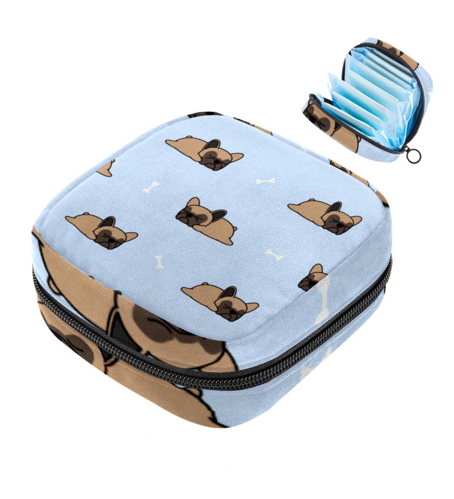 Shop Sweet French Bulldog Binding Bags - Large Menstrual Cup Bags with Zipper for Girls & Women | Multi-Colored Period Inserts Panty Liners & Tampons - Buy Online on GoSupps.com